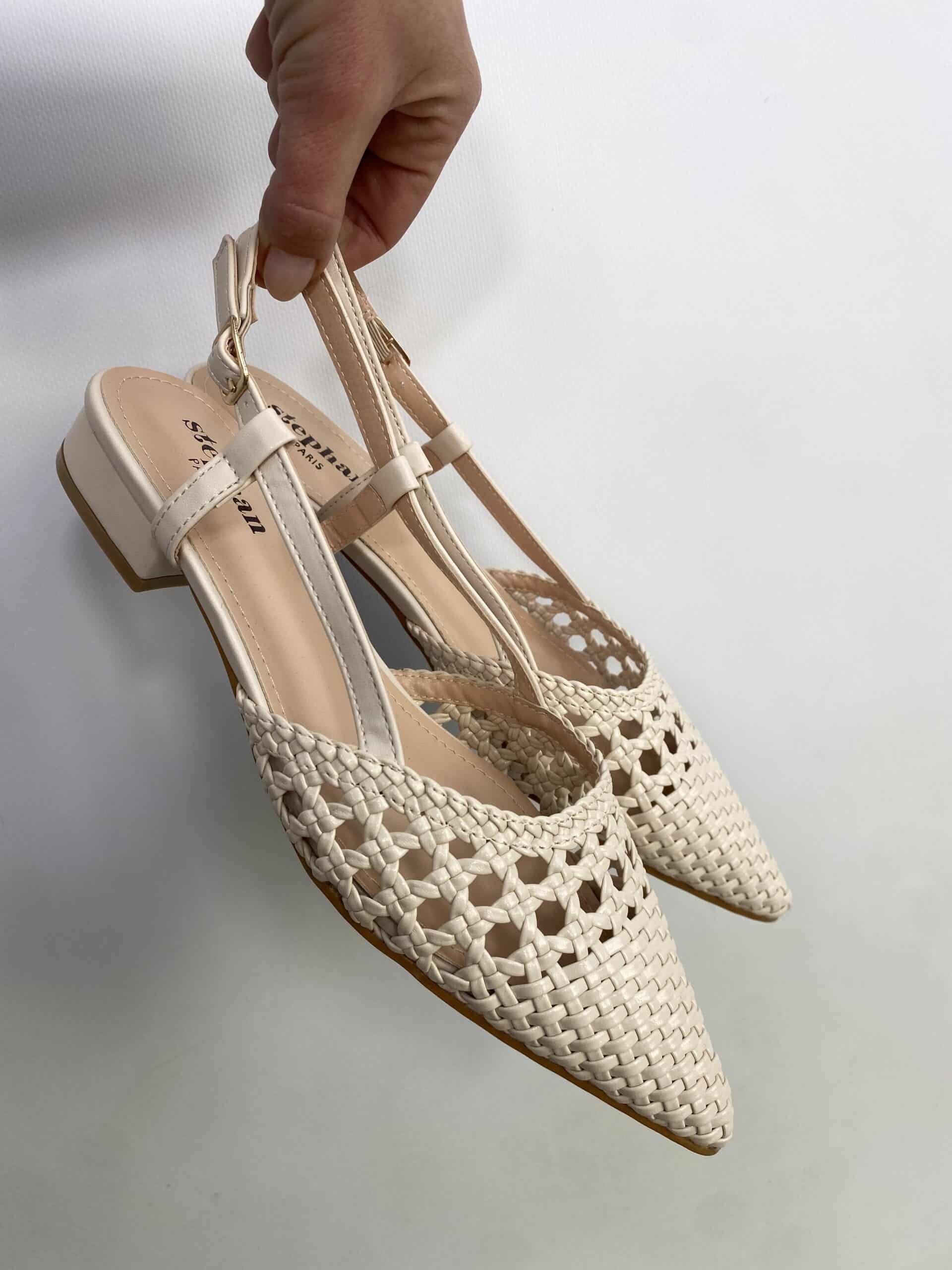New Slingback Flat Rafia - Beige