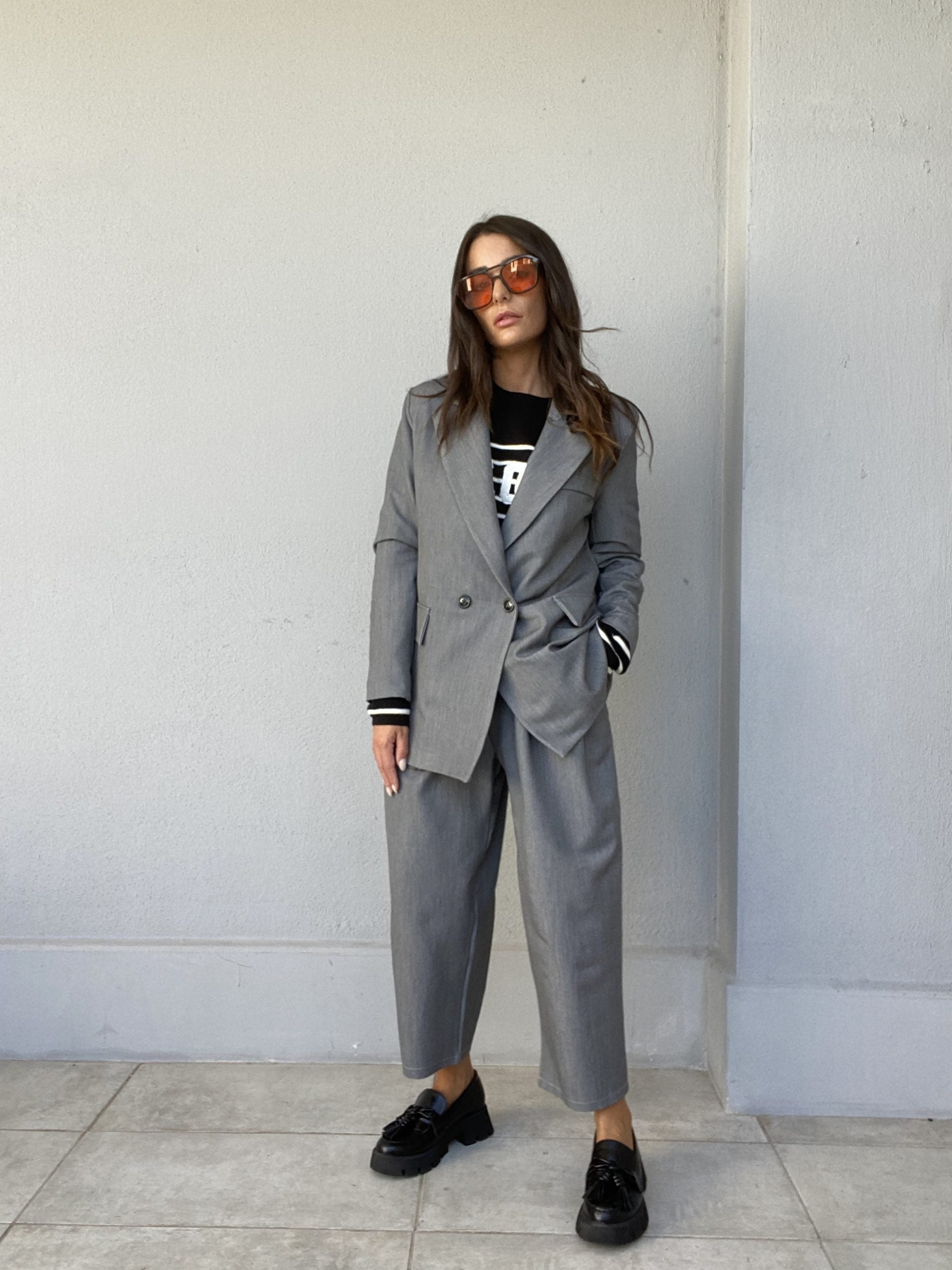 Pantaloni Completo Pinces - Grigio Scuro