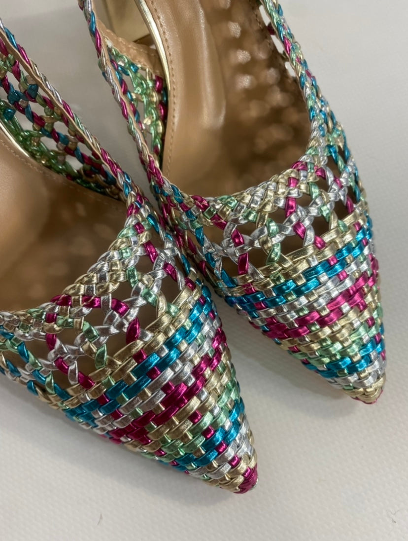 Slingback New Rafia Comfort Heels- Multicolor
