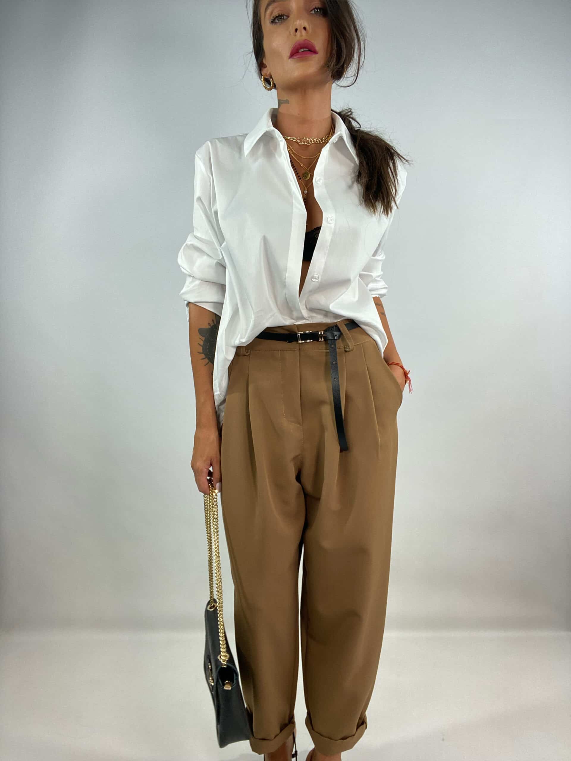 Pantaloni Doppia Pinces - Cammello