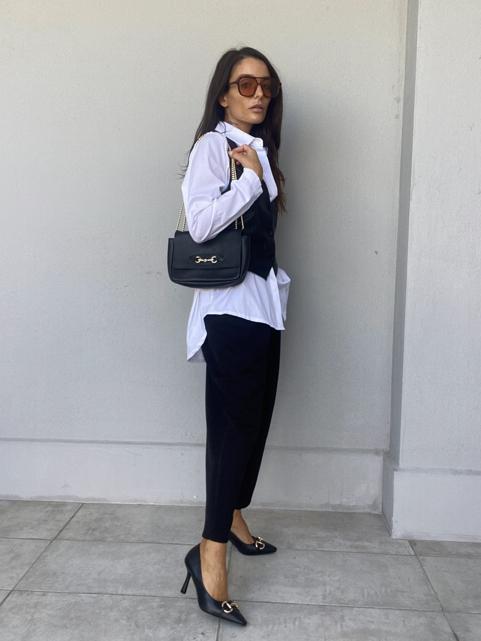 Gilet Completo Ecopelle- Nero