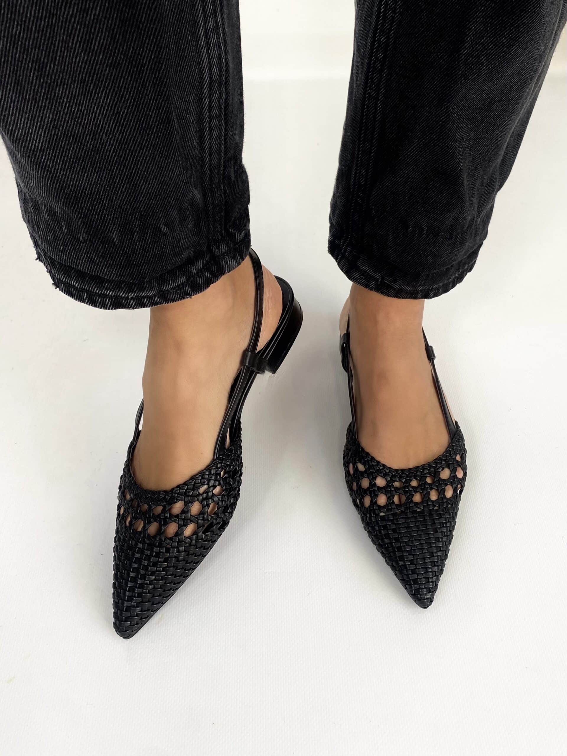 New Slingback Flat Rafia - Nero