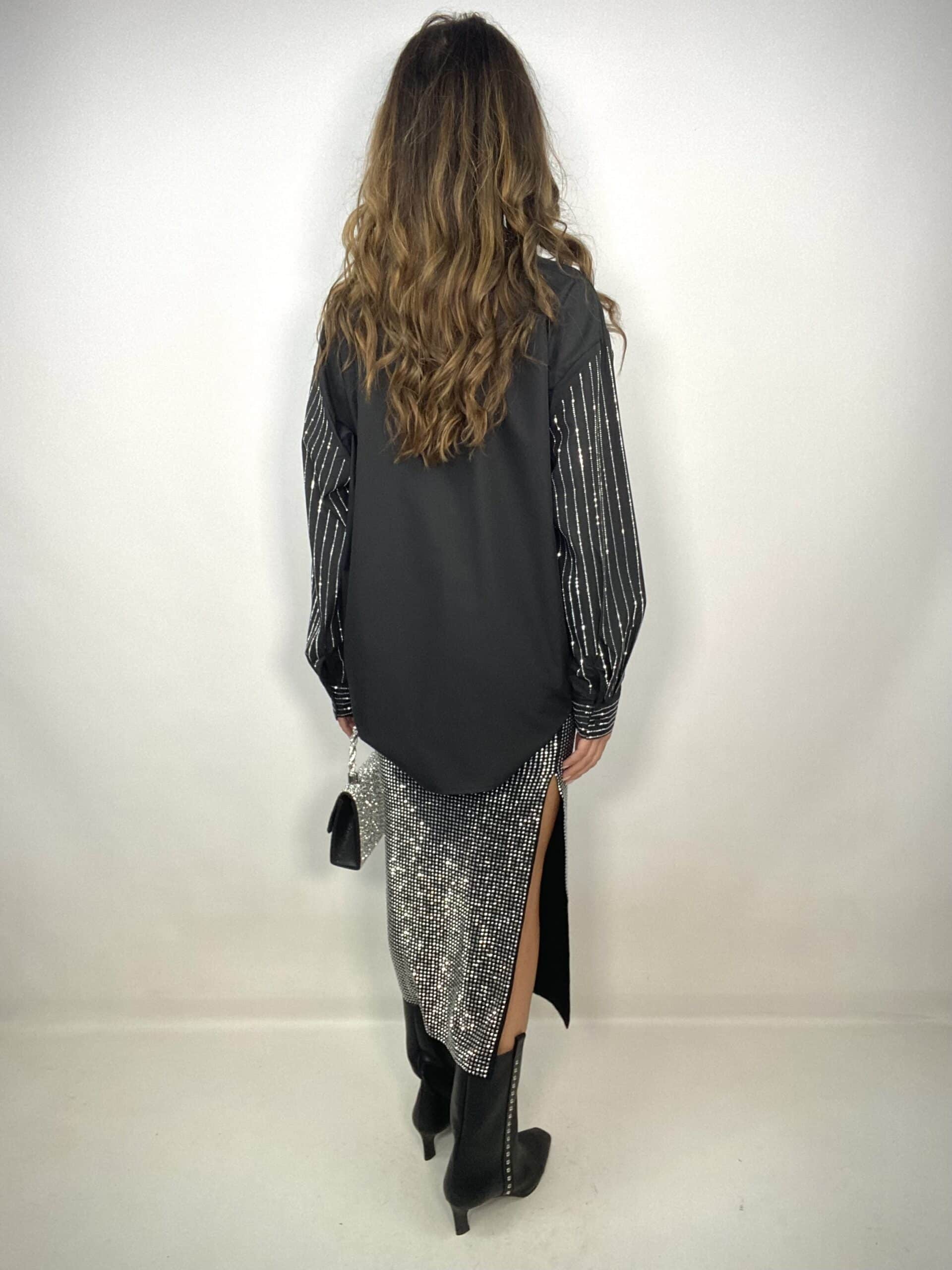Gonna Midi con Strass - Argento