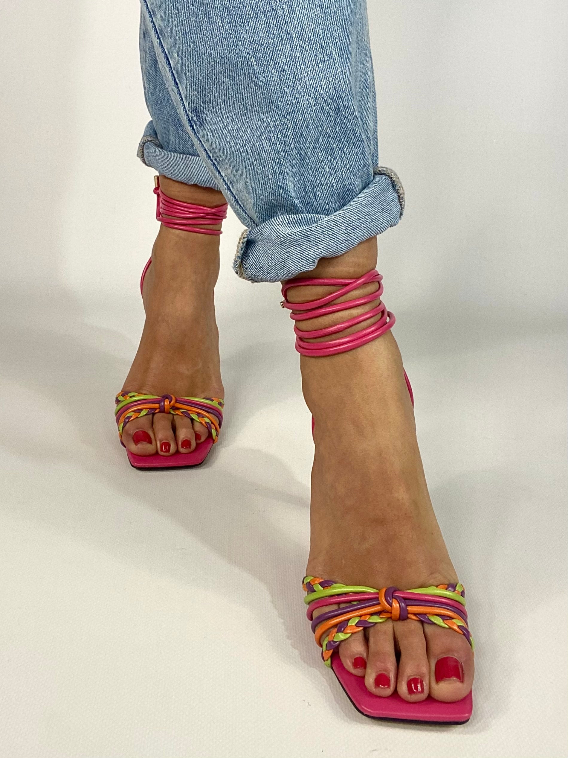 Sandali Alla Schiava Lia - Multicolor / Fucsia