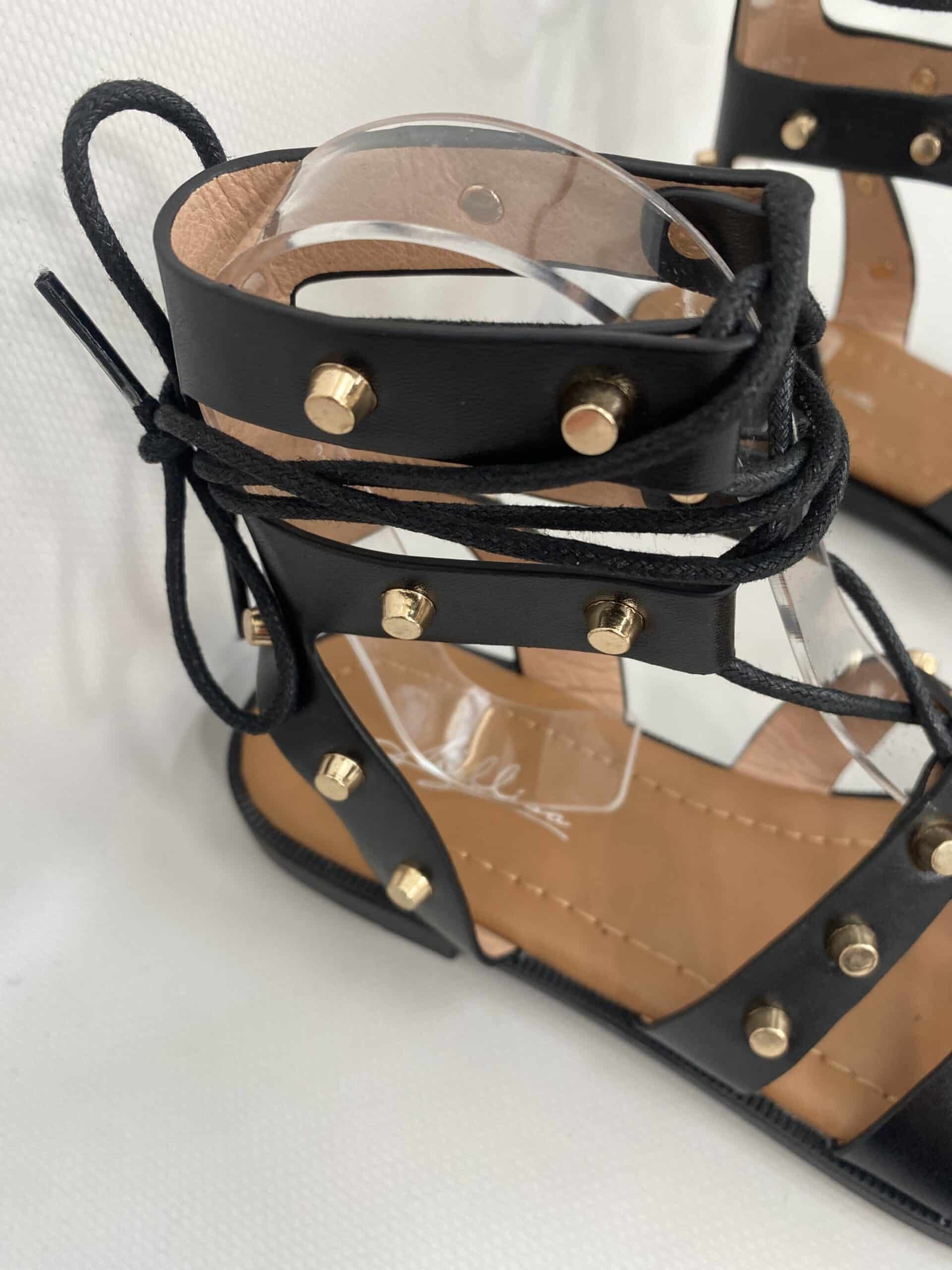 Sandali Gladiatore con Borchie - Nero