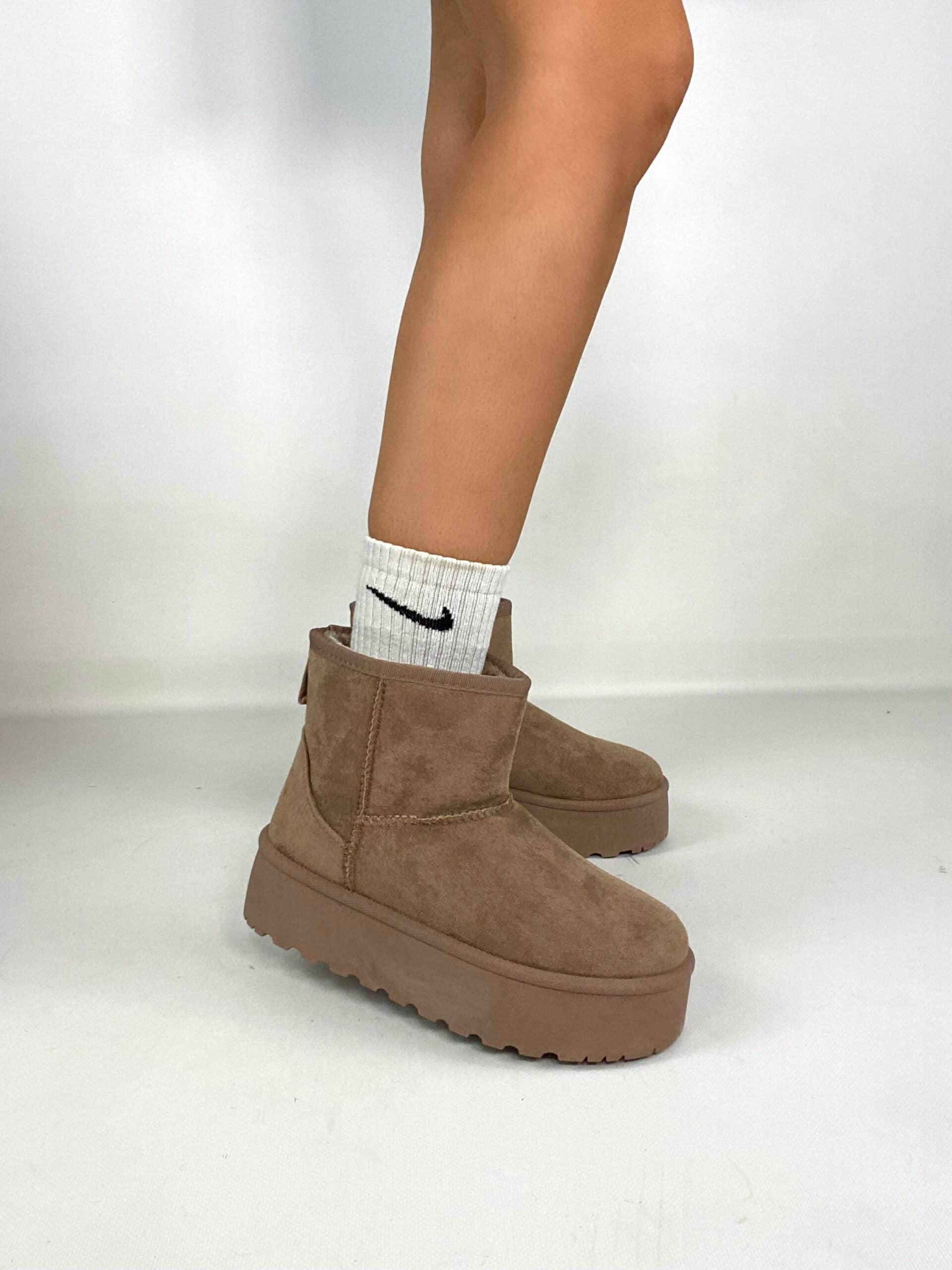 Sabot Platform con Pelo - Cammello.