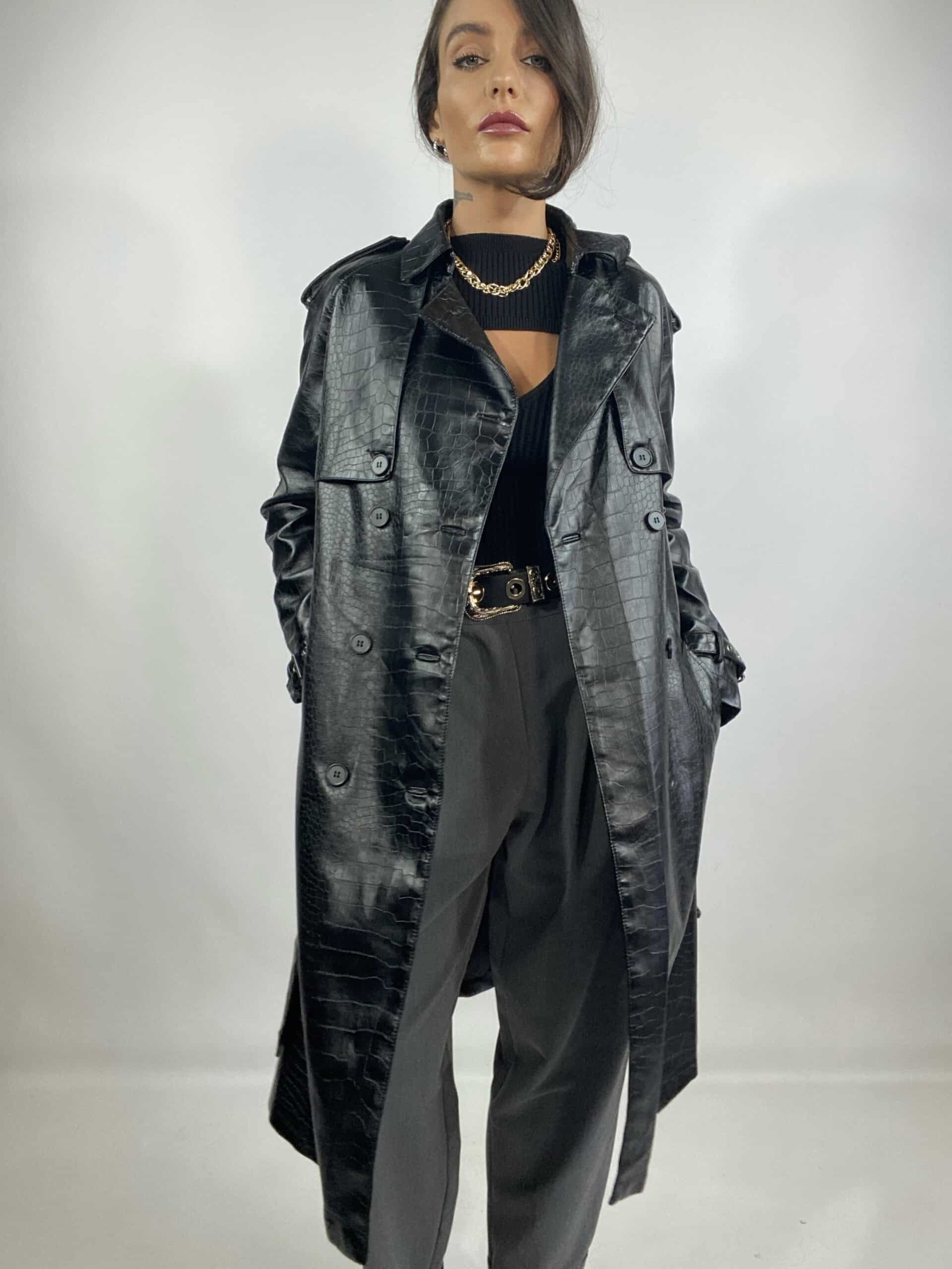 Trench Ecopelle Cocco - Nero