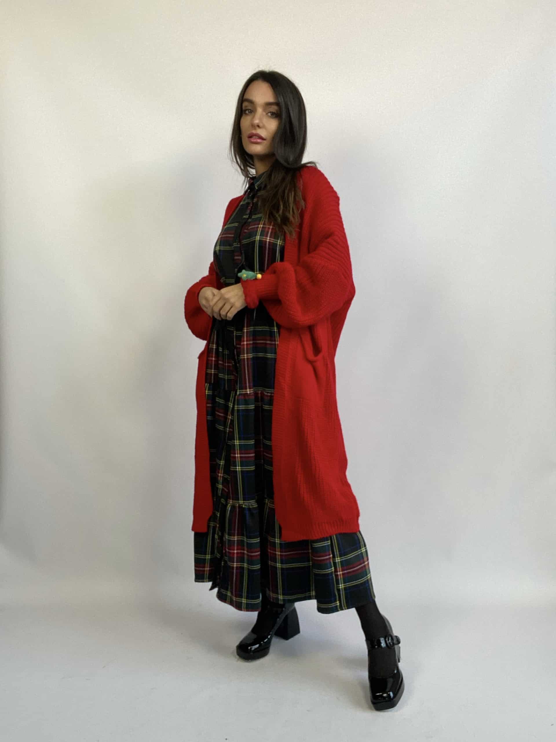 Maxi Dress Tartan - Nero