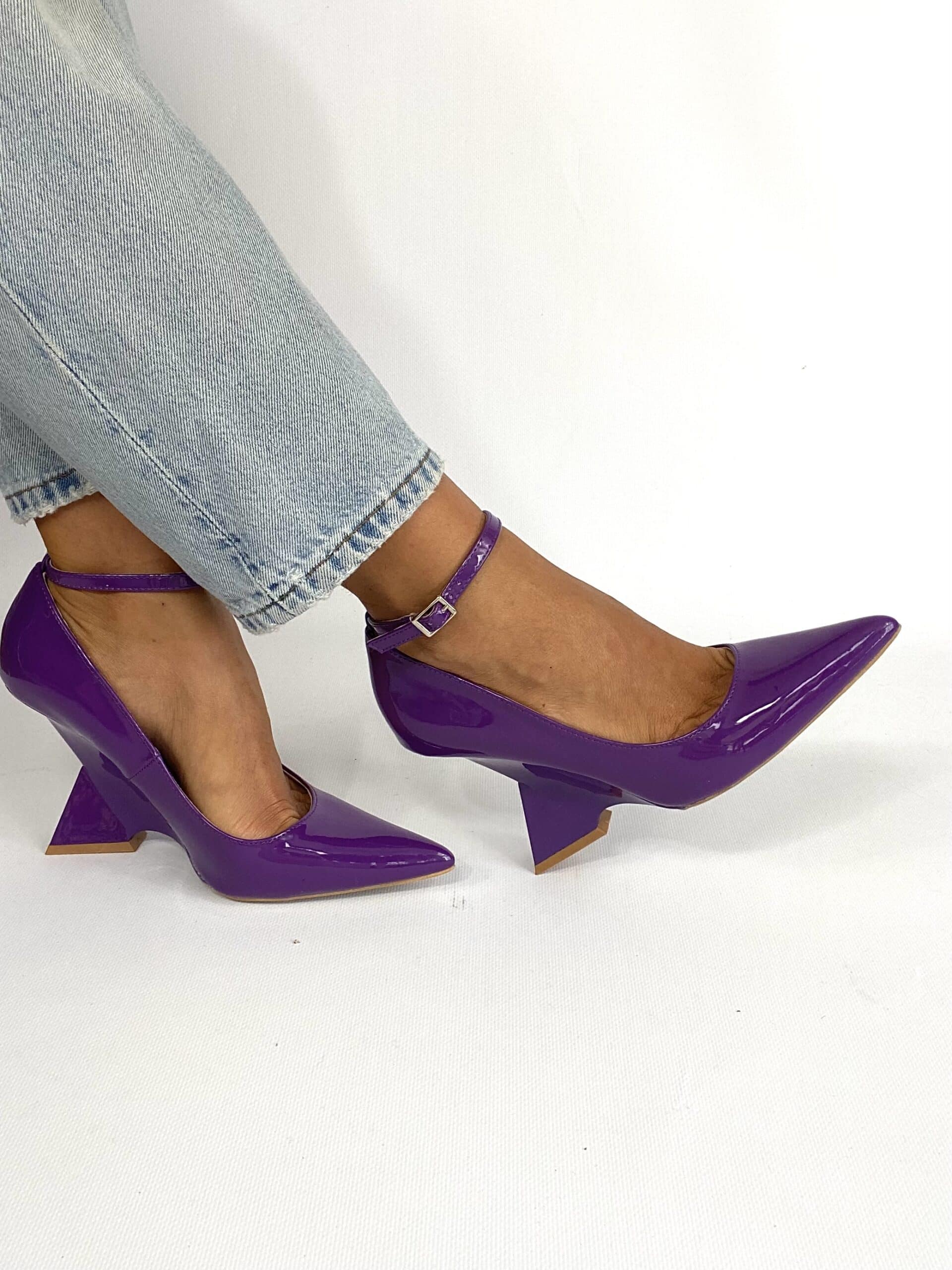 Decollete Tacco Scultoreo  - Vernice Viola