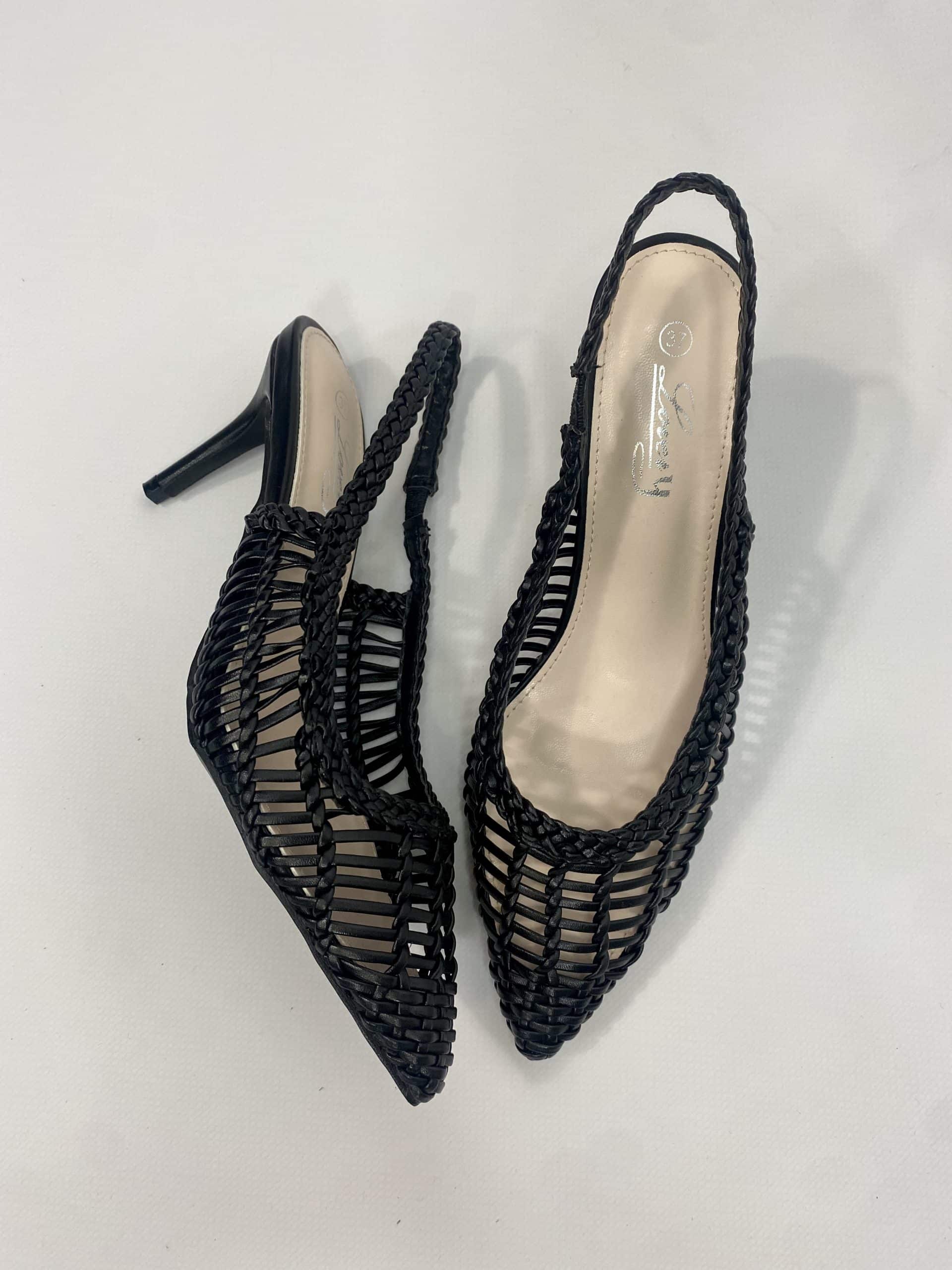 Slingback Rafia Medium Heels - Nero