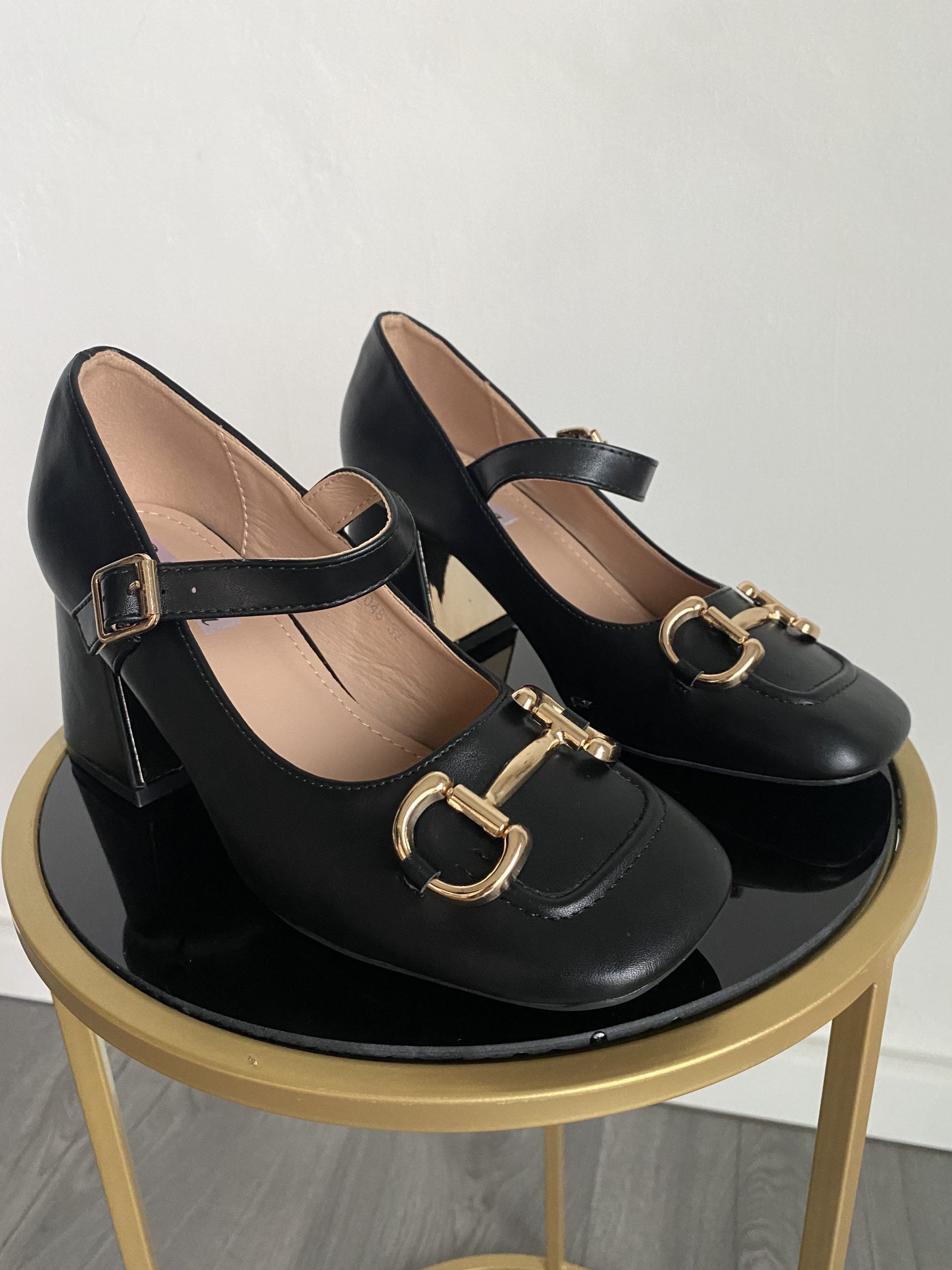 Mary Jane Morsetto Dorato - Nero Opaco