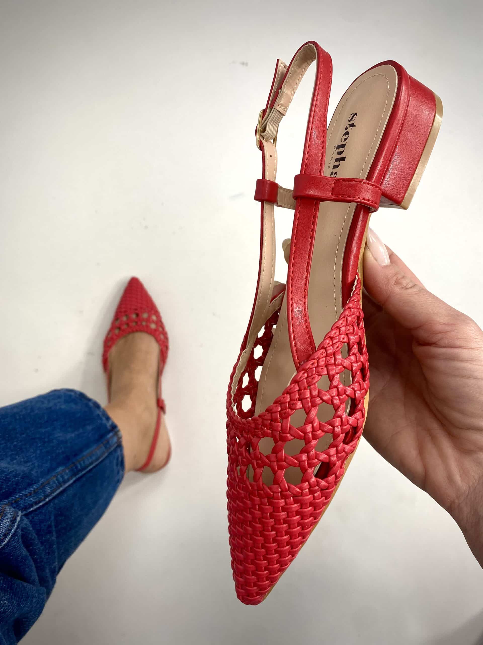 New Slingback Flat Rafia - Rosso