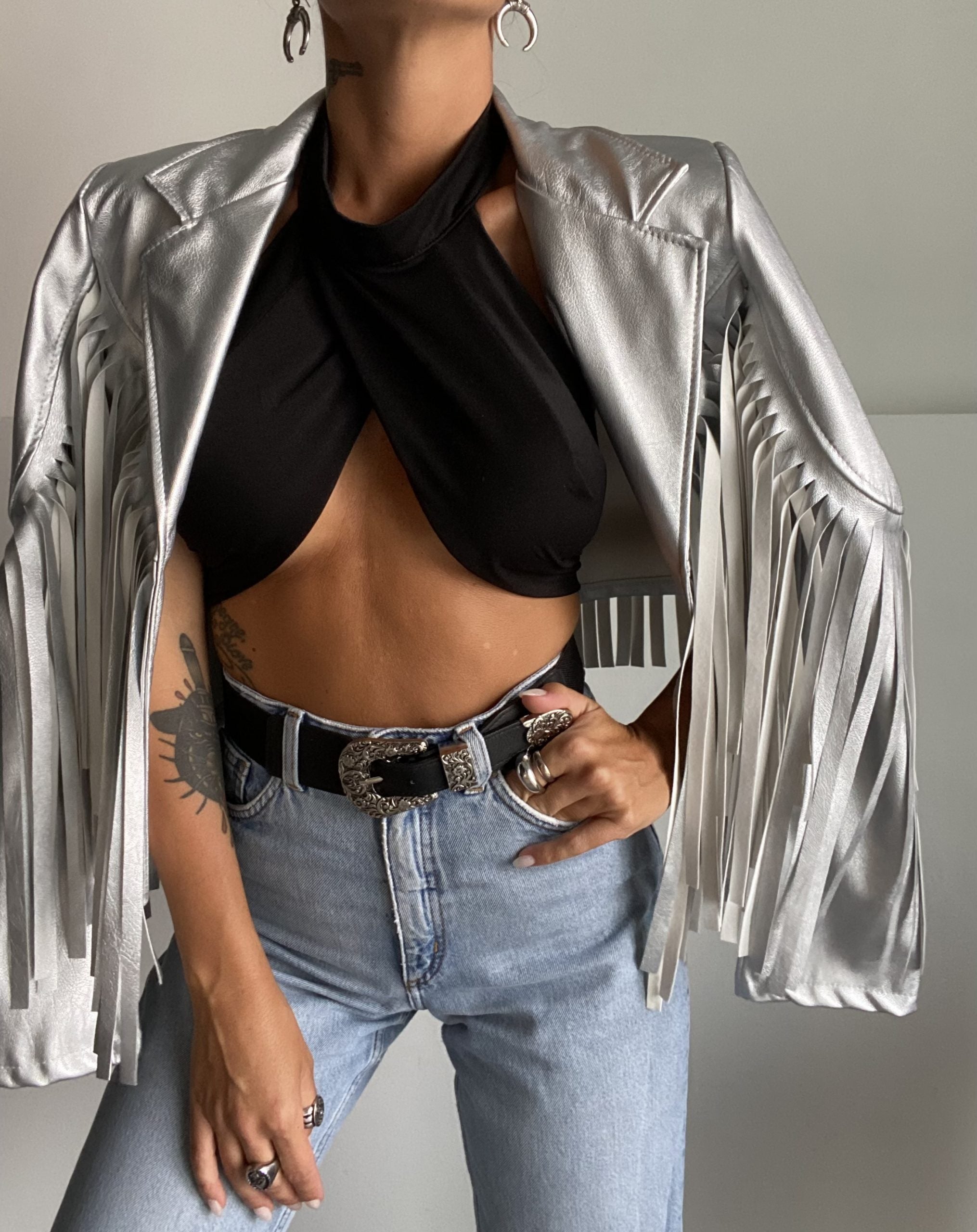 Giacca Jeans Maxi Rete - Nero
