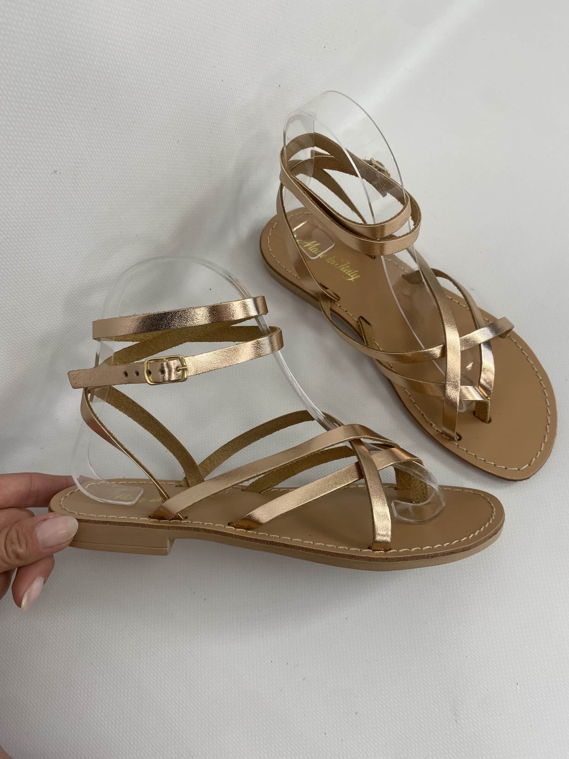 Sandali Vera Pelle Made In Italy - Rame