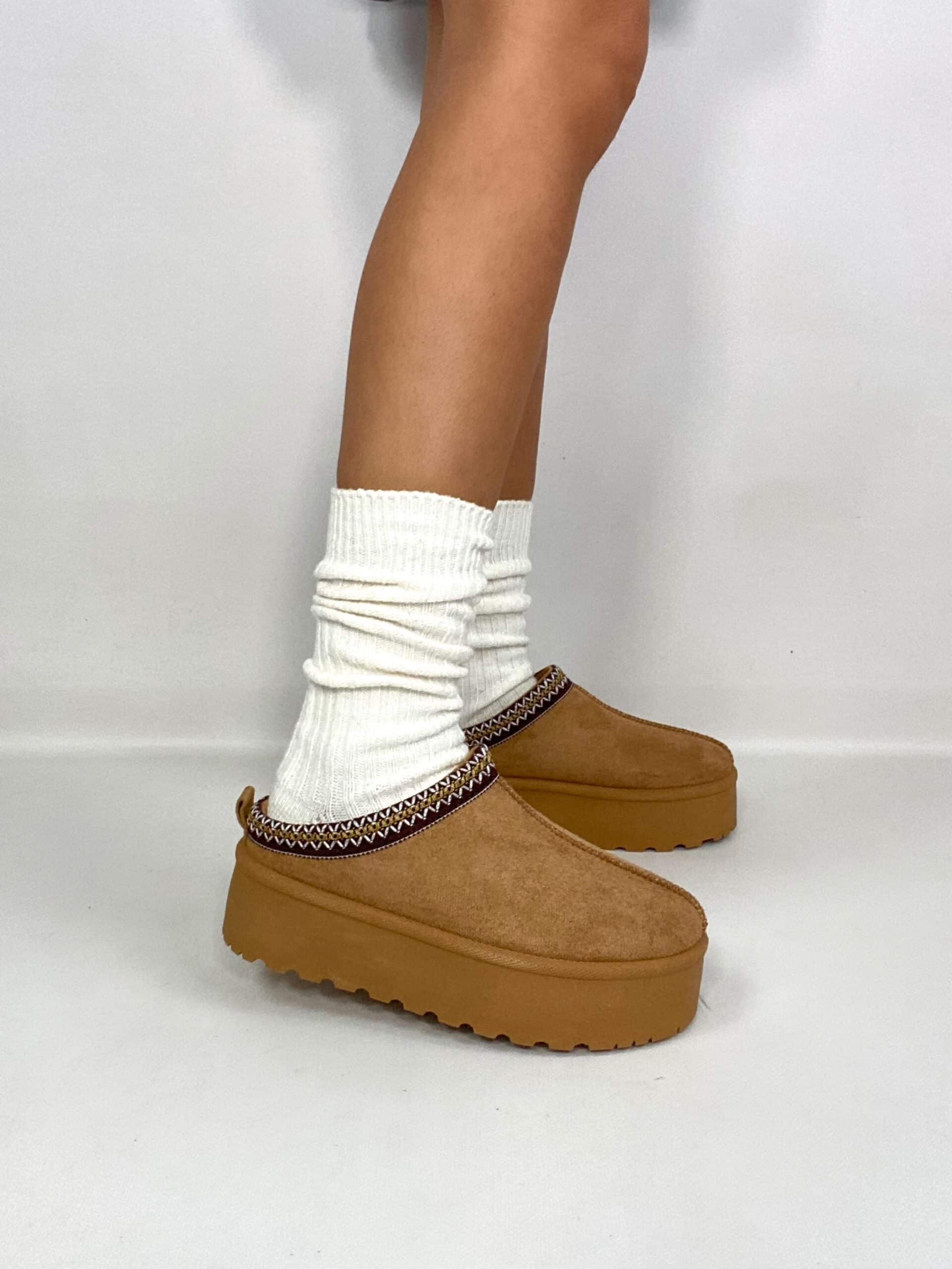 Sabot Platform con Pelo - Cammello.