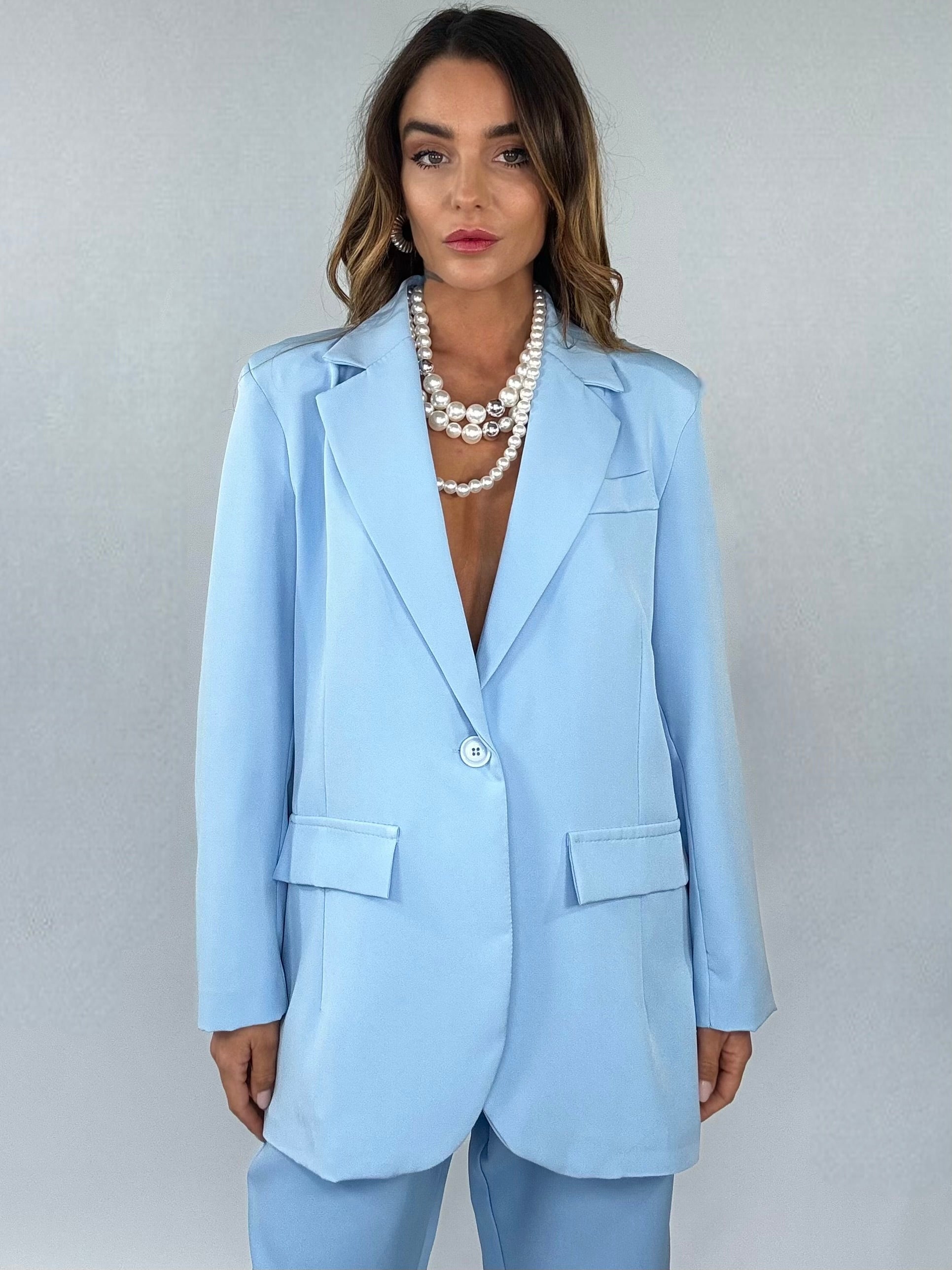 Completo Over Pantaloni Pinces - Celeste