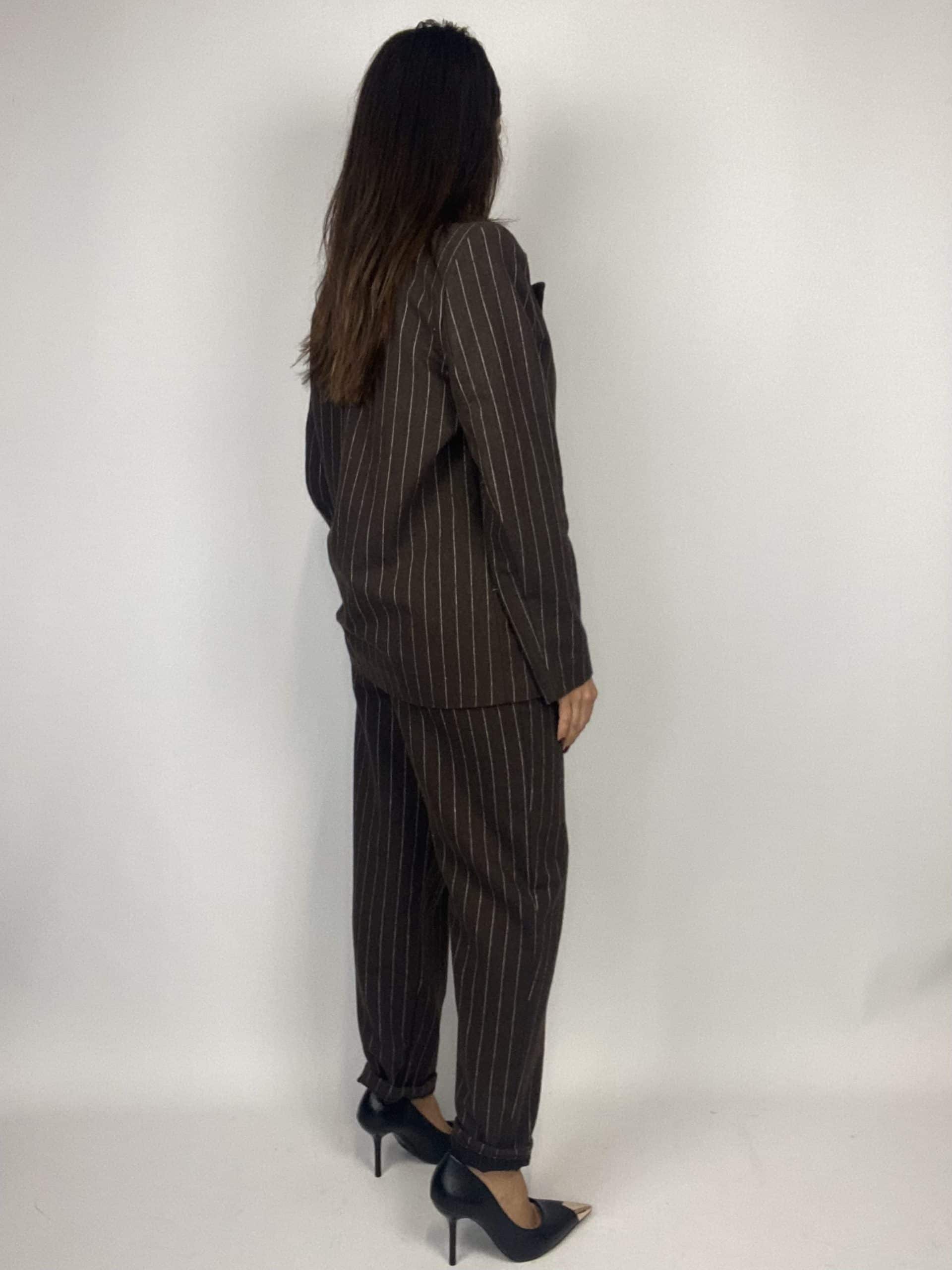 Pantaloni Completo Gessato Flanella - Marrone