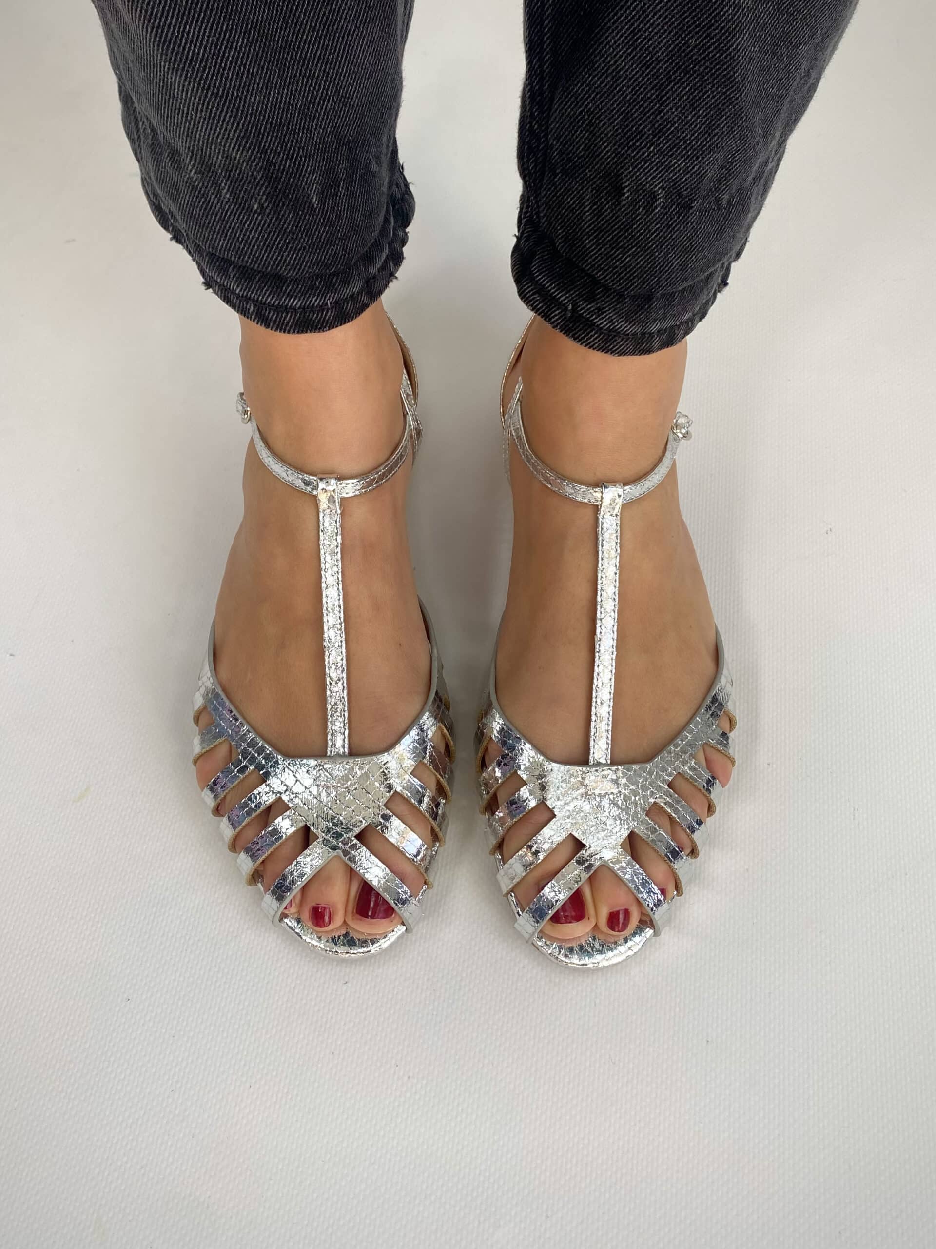 Sandali New Silla Flat - Argento