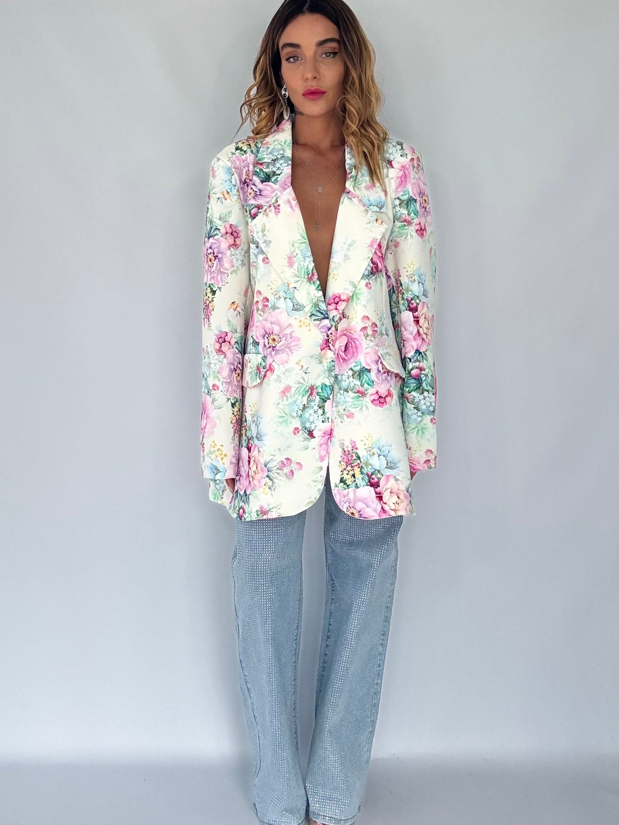 Blazer Super Over - Fiori Rosa