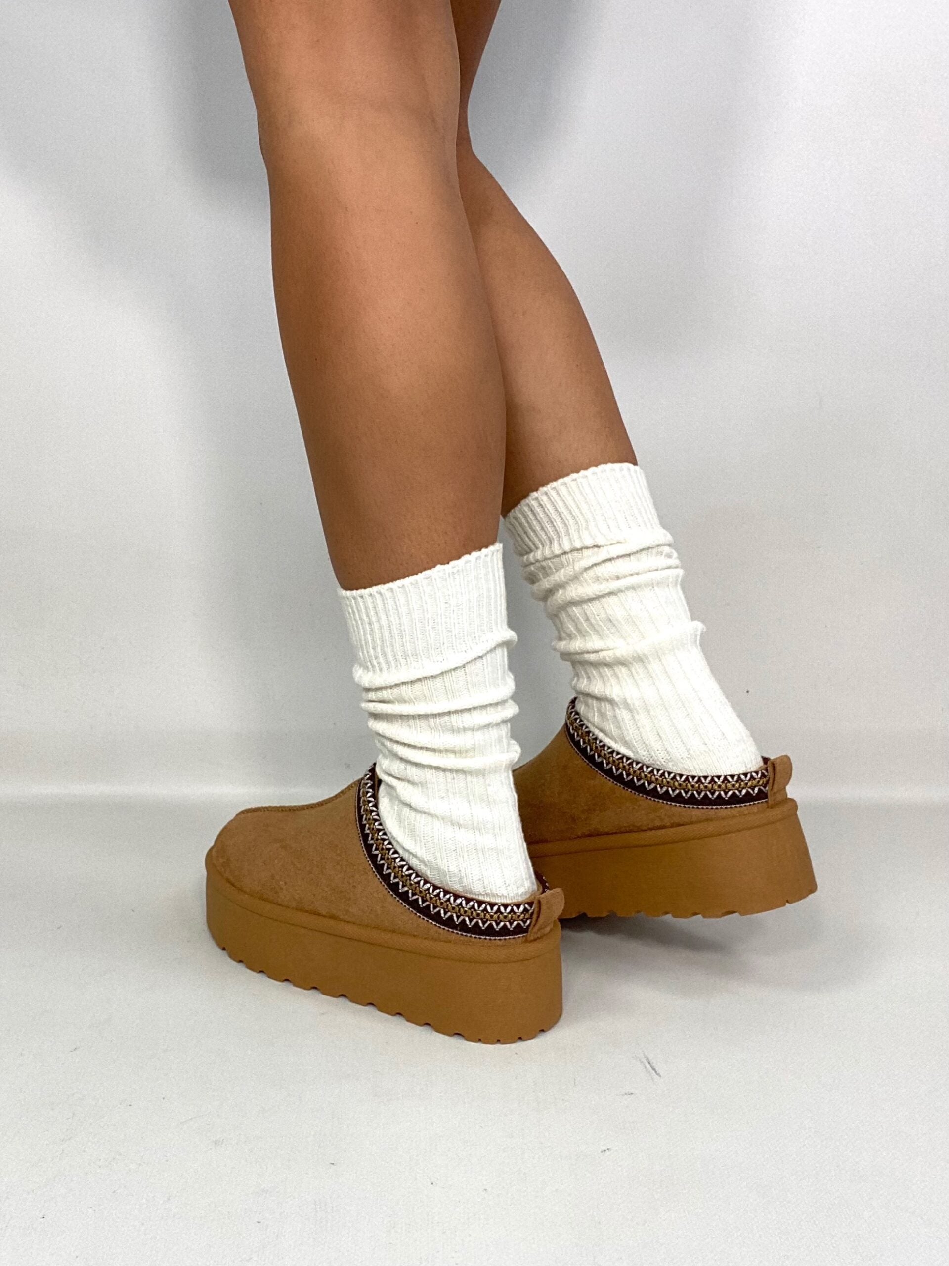 Sabot Platform con Pelo - Cammello.
