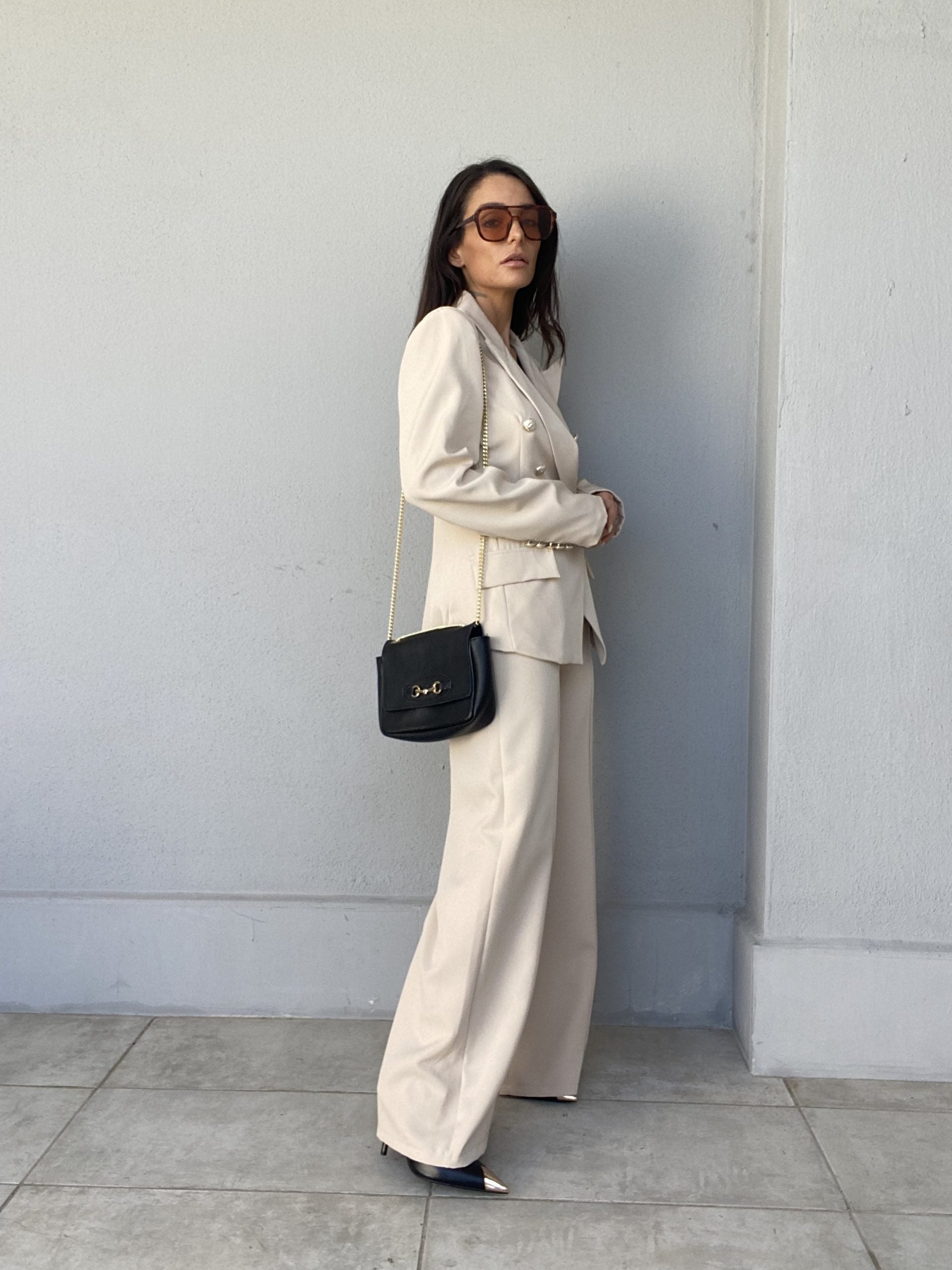 Pantaloni Completo Flare - Beige