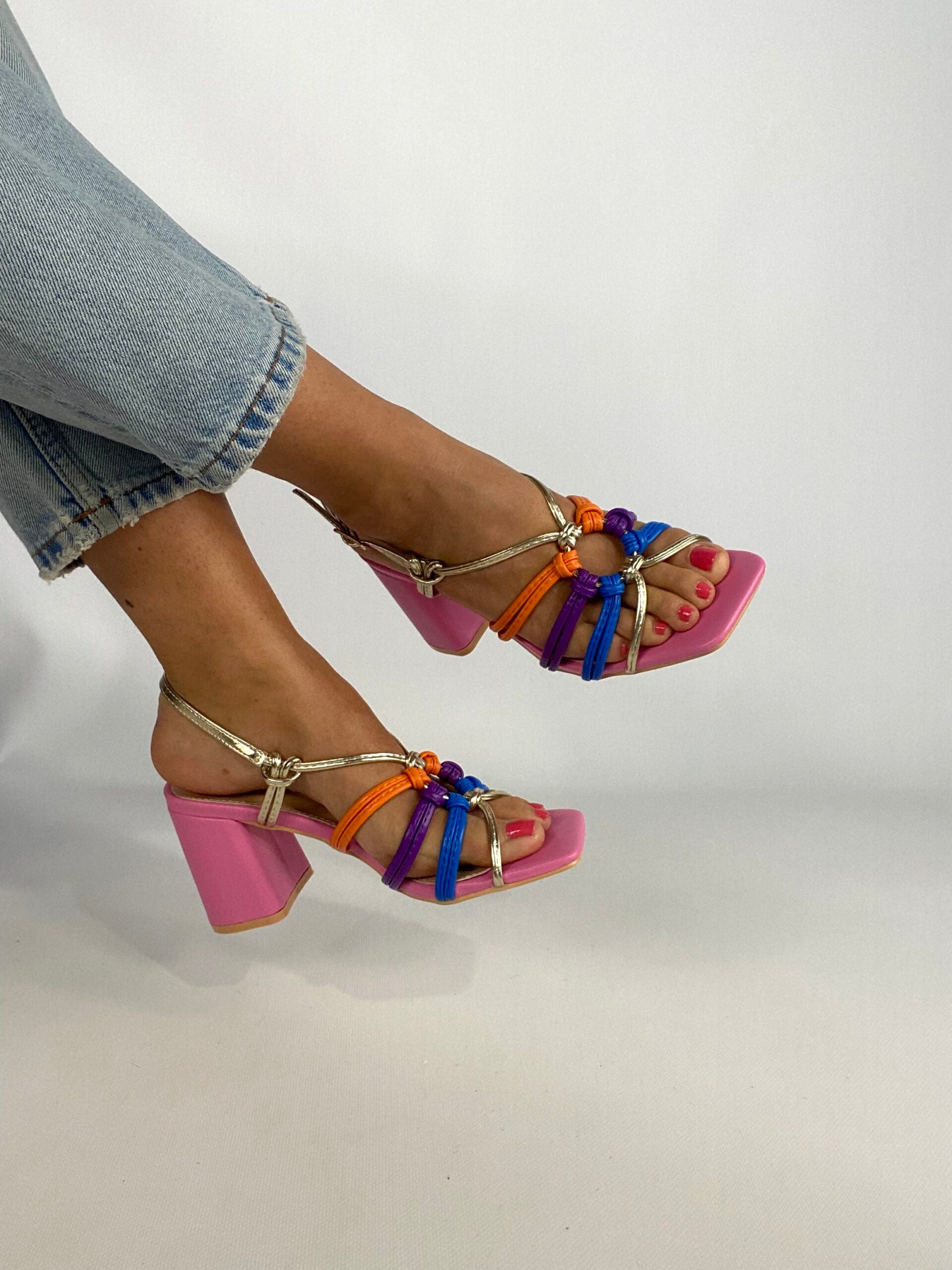 Sandali Michelle Comfort Heels - Multicolor / Fucsia