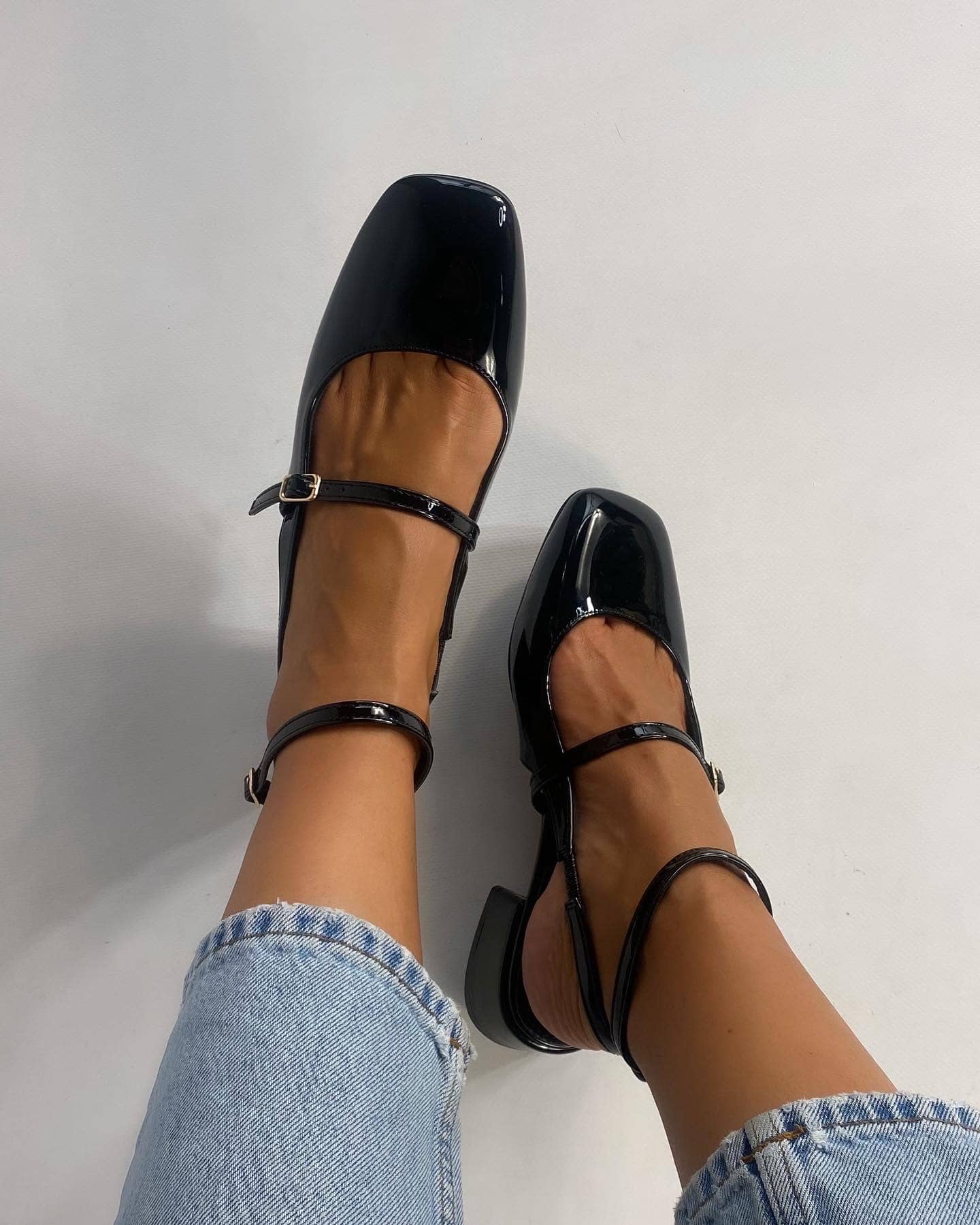 Mary Jane Medium Heels  - Vernice Nero