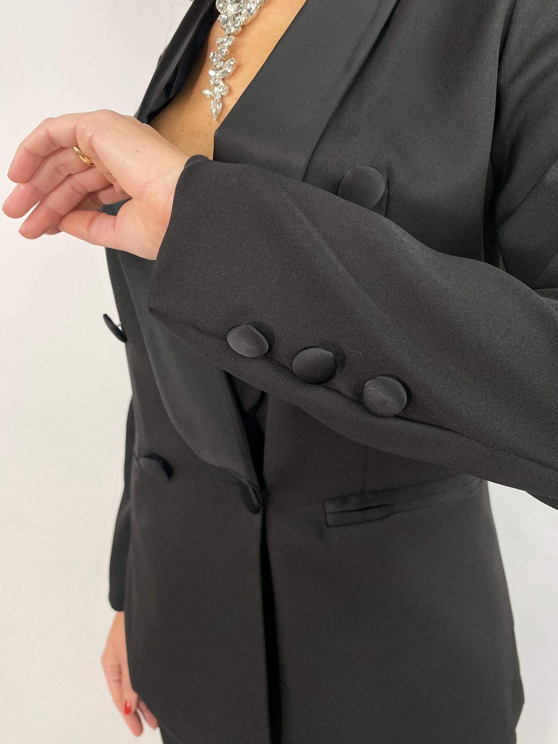 Blazer Revers in Raso - Nero
