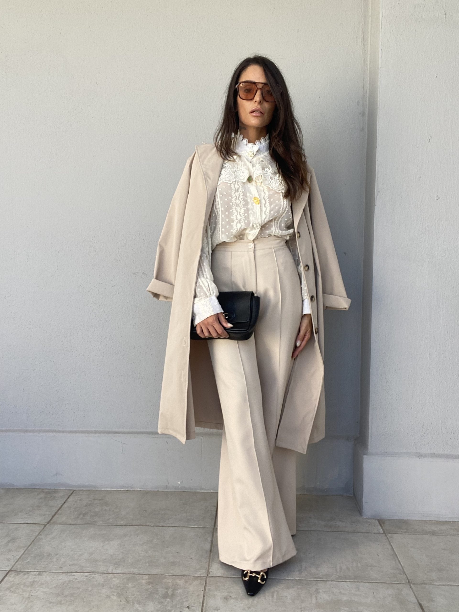 Pantaloni Completo Flare - Beige