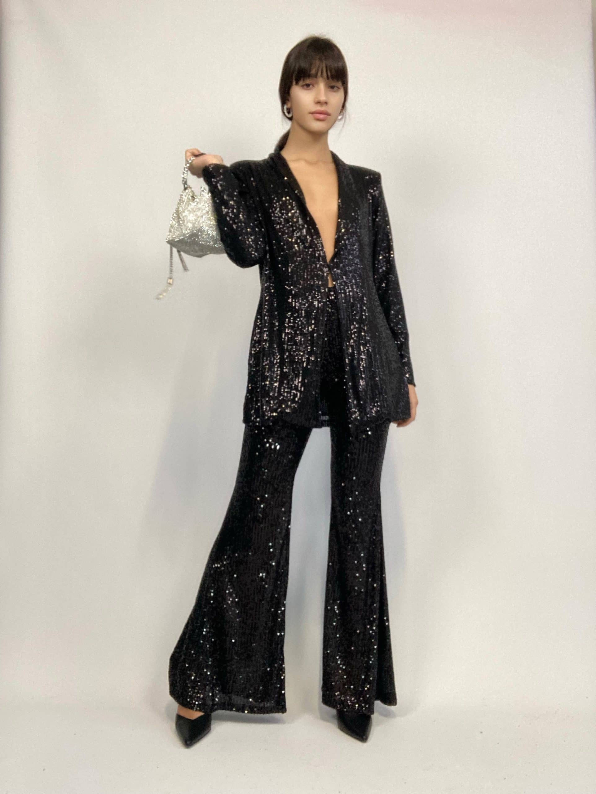 Blazer Completo Paillettes - Nero