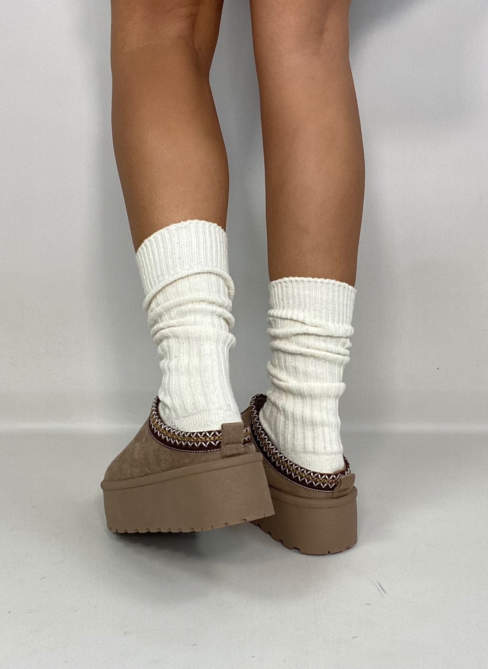 Sabot Platform con Pelo -Tortora.