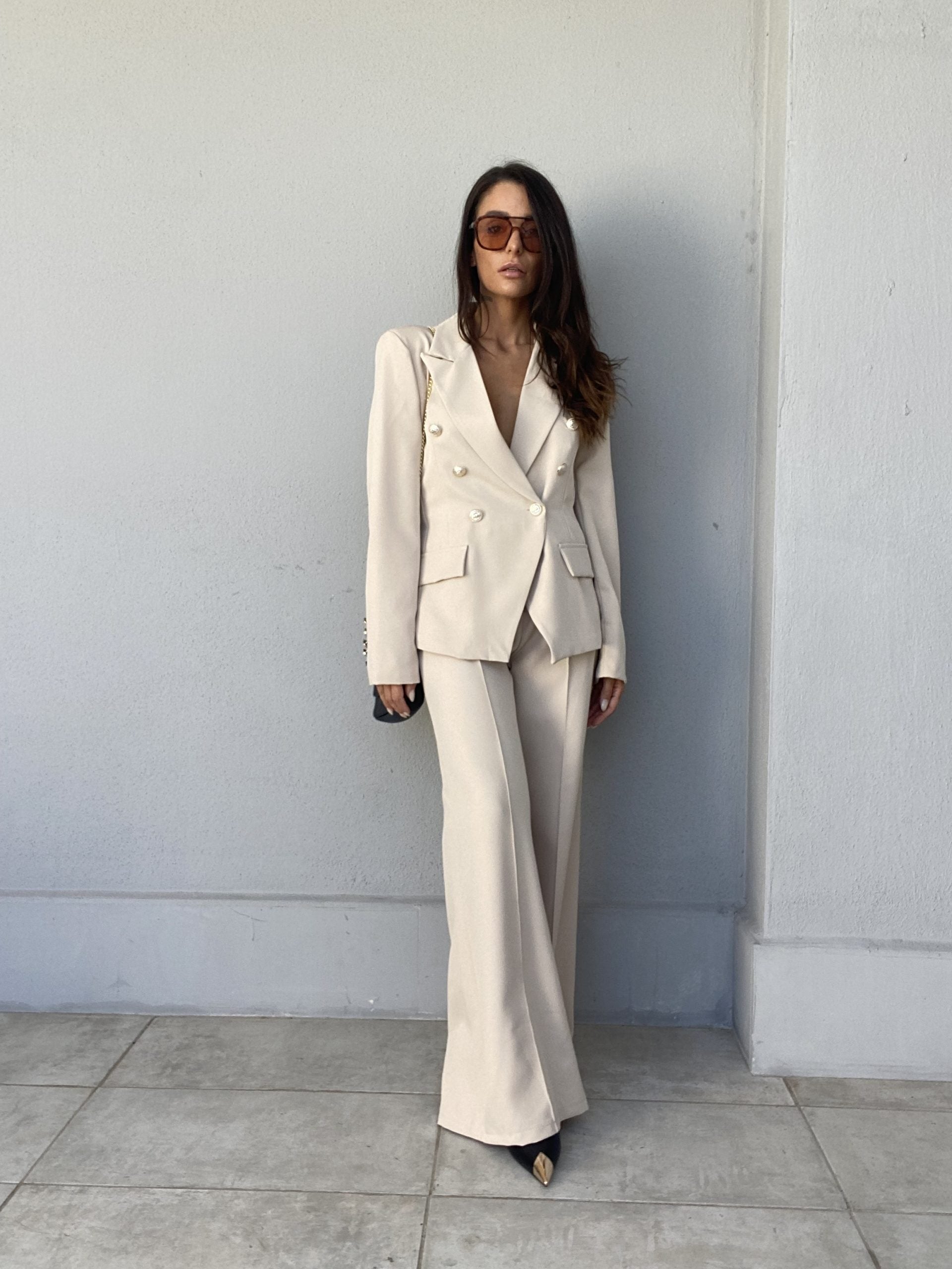 Pantaloni Completo Flare - Beige
