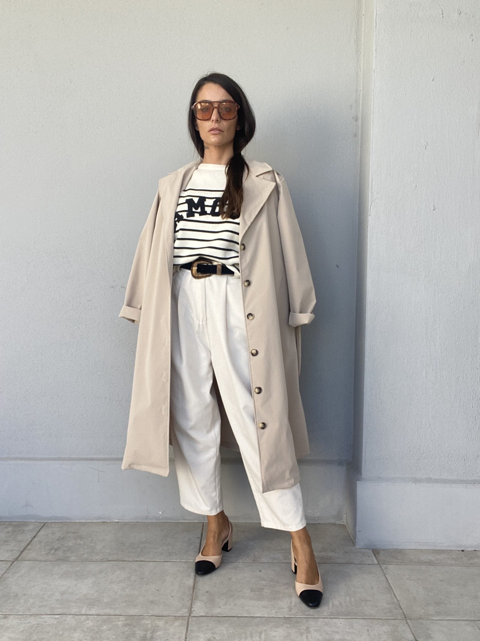 Trench con Bottoni - Panna
