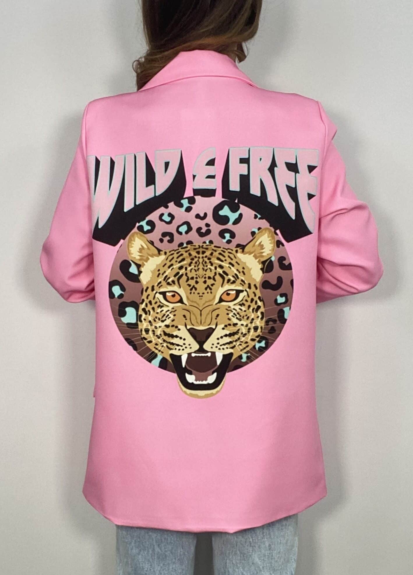 Blazer Oversize Stampa Leopardo - Rosa