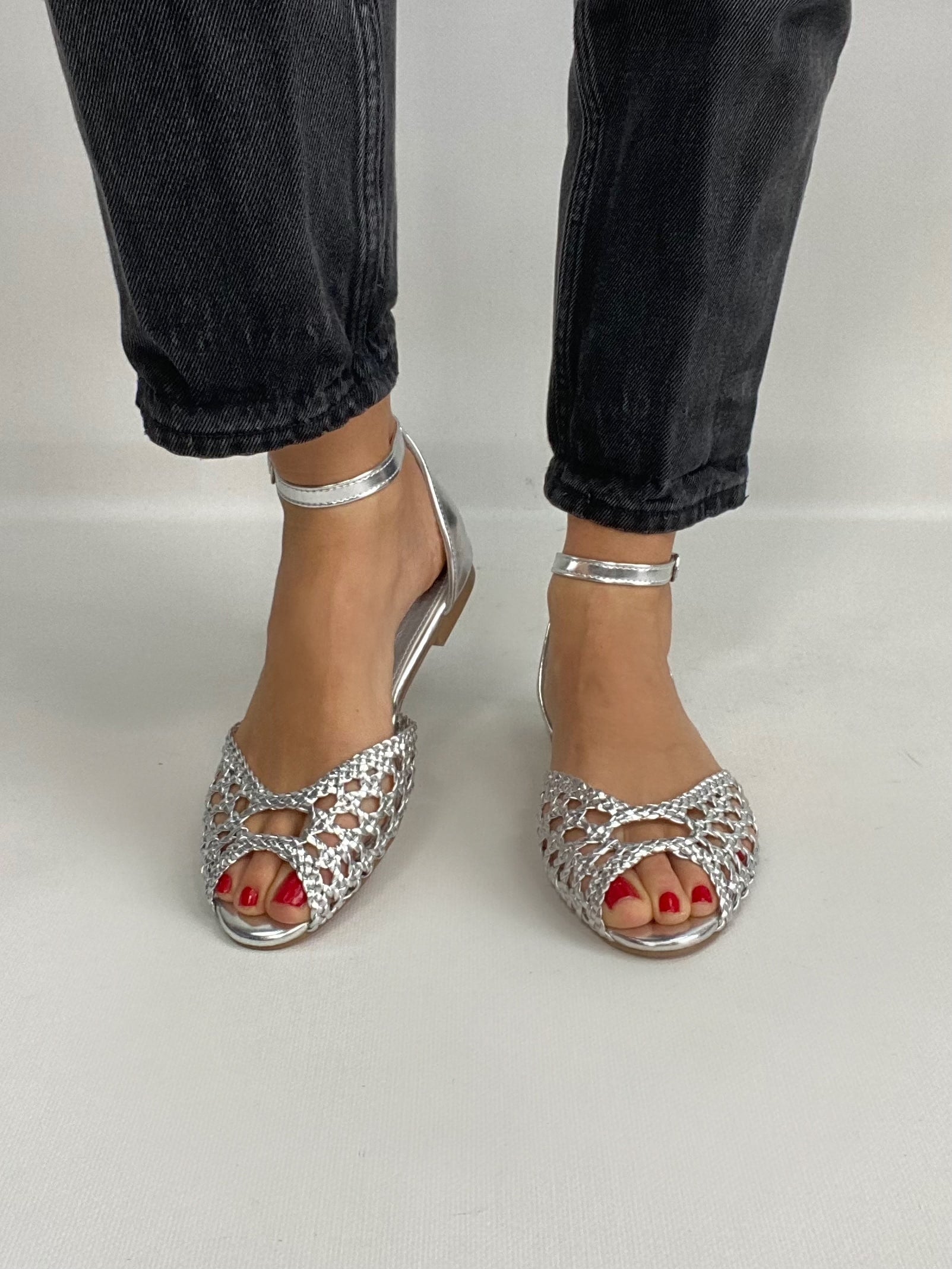 Sandali Flat Rafia - Argento.
