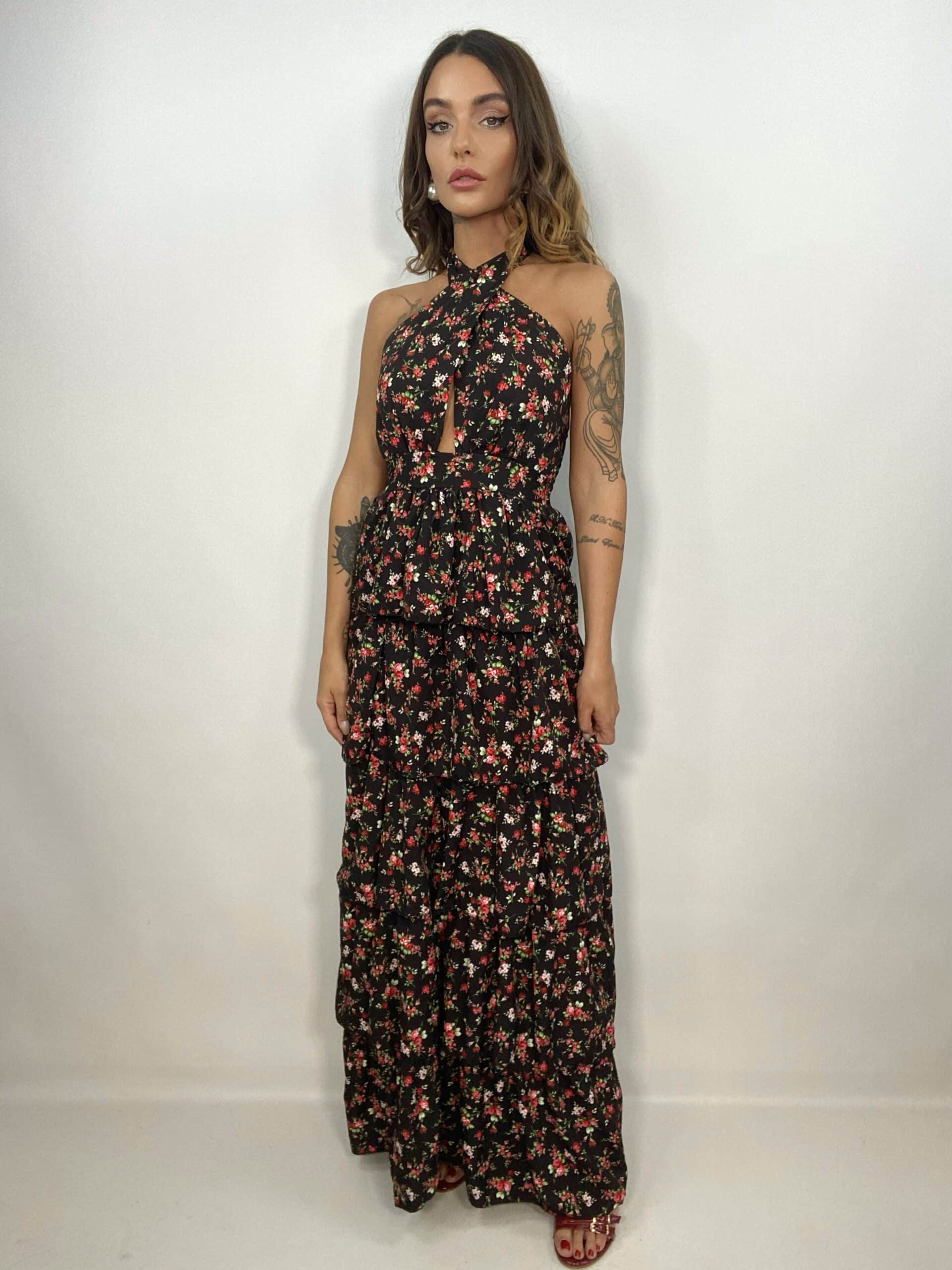 Maxi Dress Andalusia - Nero / Rosso