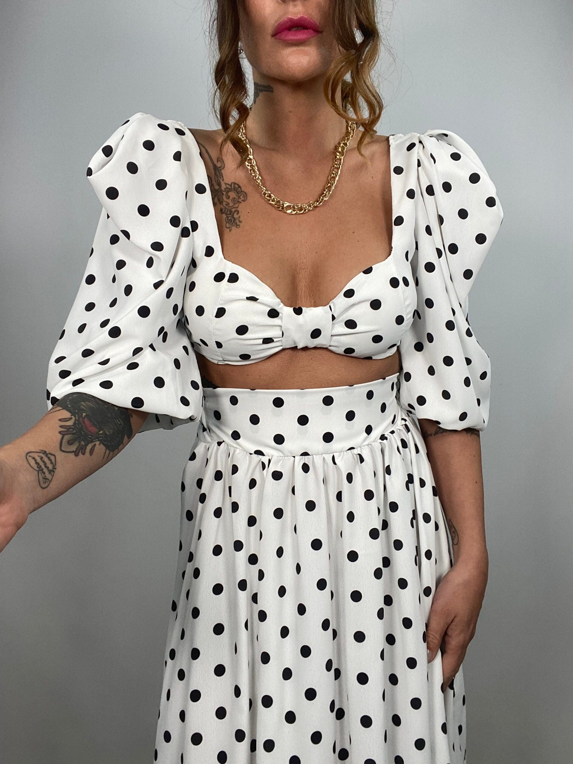 Completo Top e Gonna Pois - Bianco