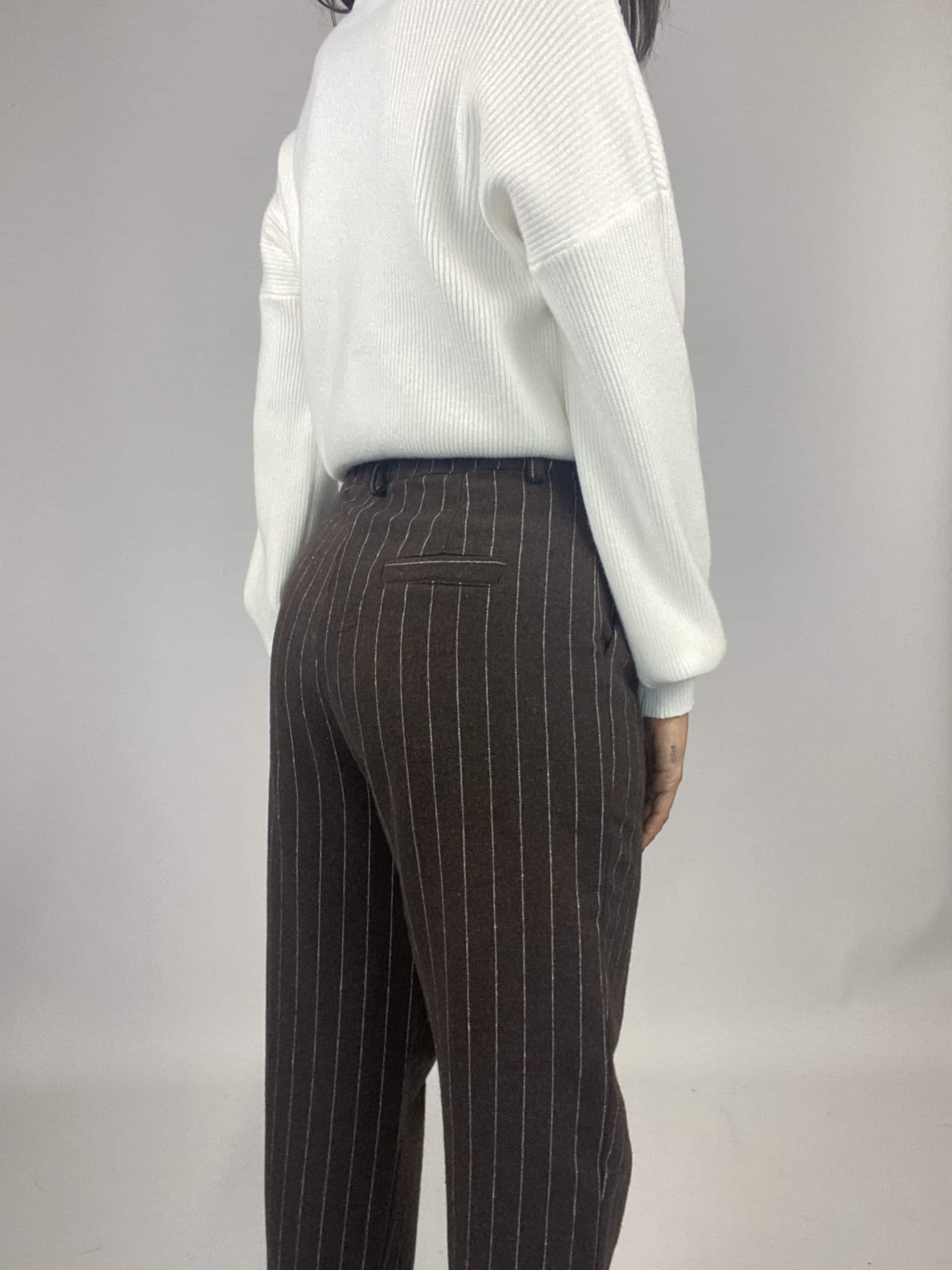 Pantaloni Completo Gessato Flanella - Marrone