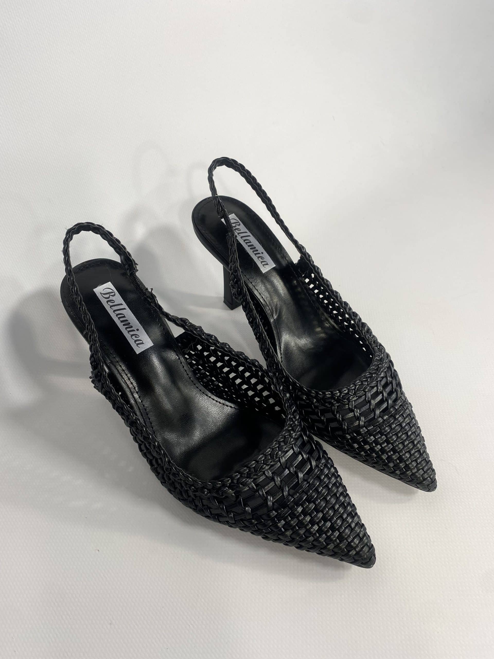 Slingback New Rafia Medium Heels - Nero