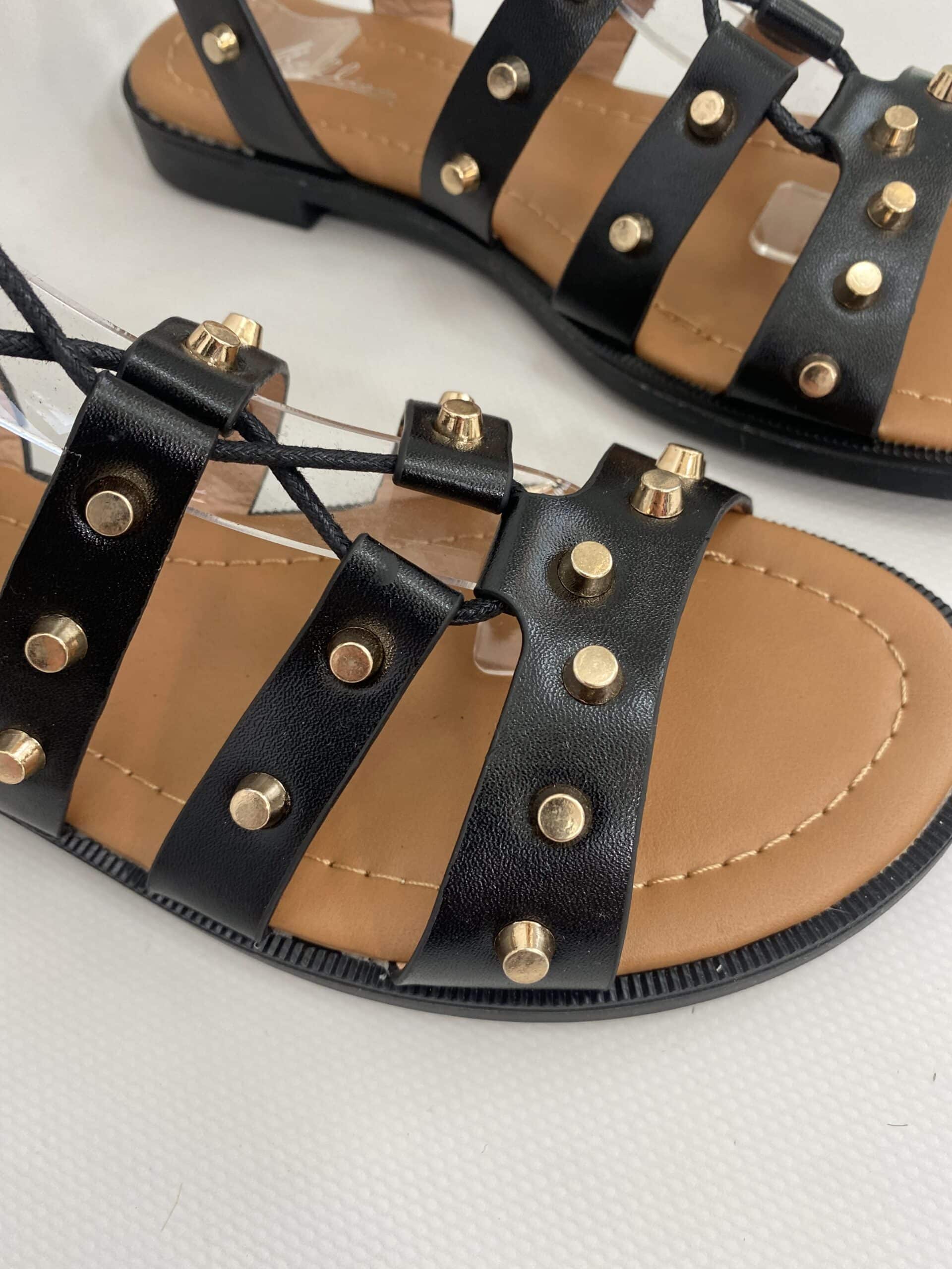 Sandali Gladiatore con Borchie - Nero