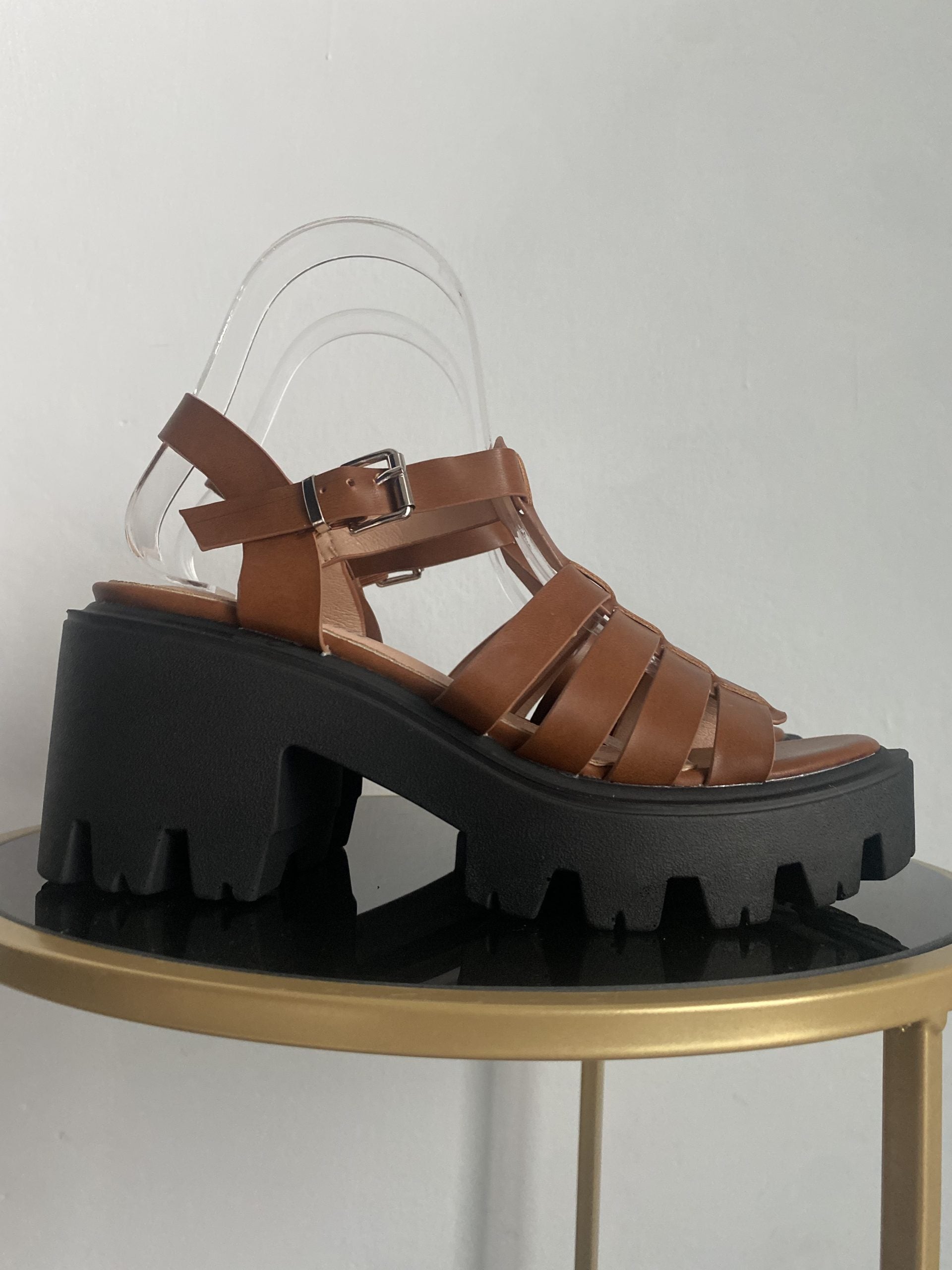 Sandali Gladiatore Platform Low - Cuoio