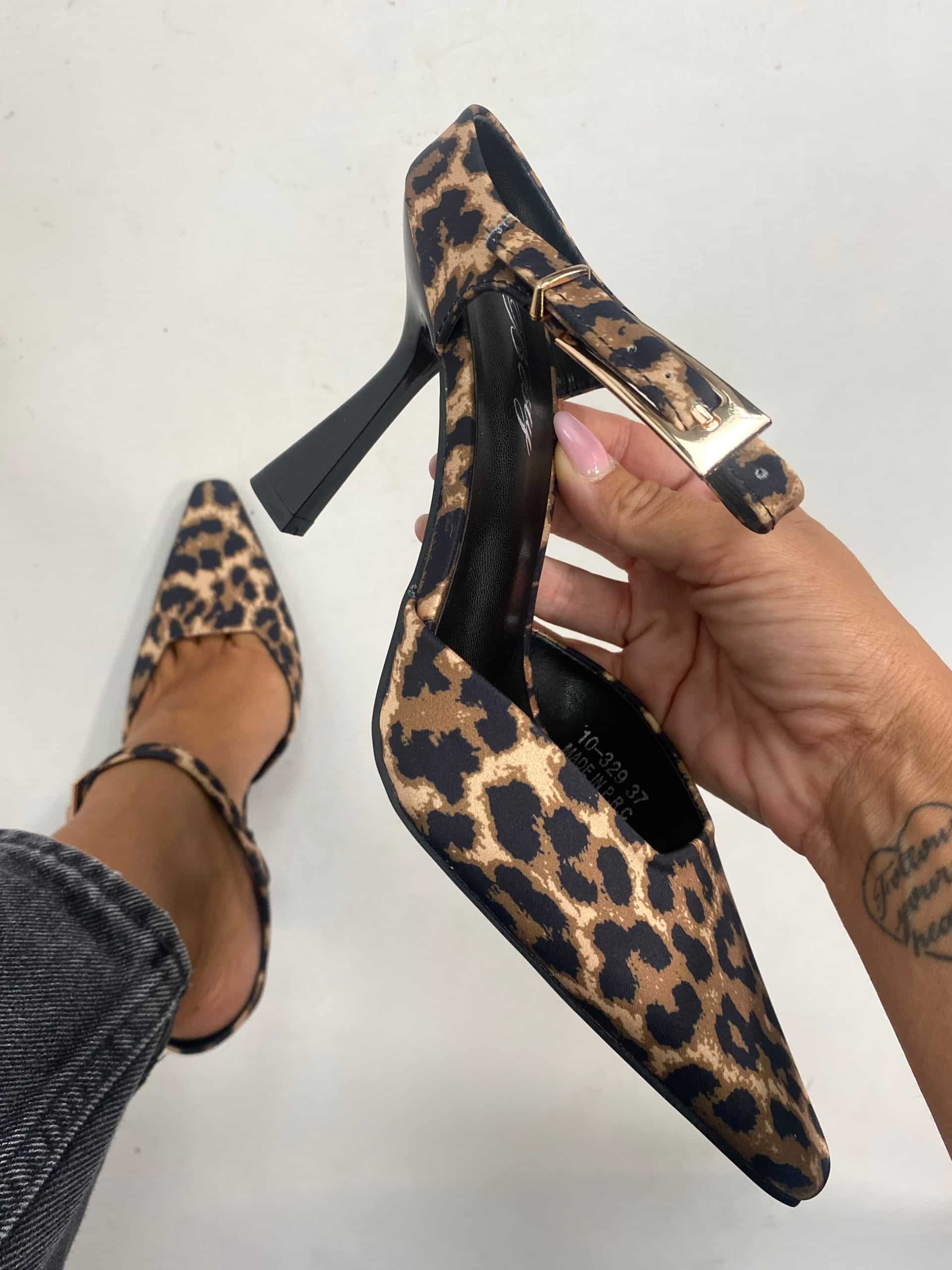 Sabot con Fibbietta e Tacco Medio - Leopardo