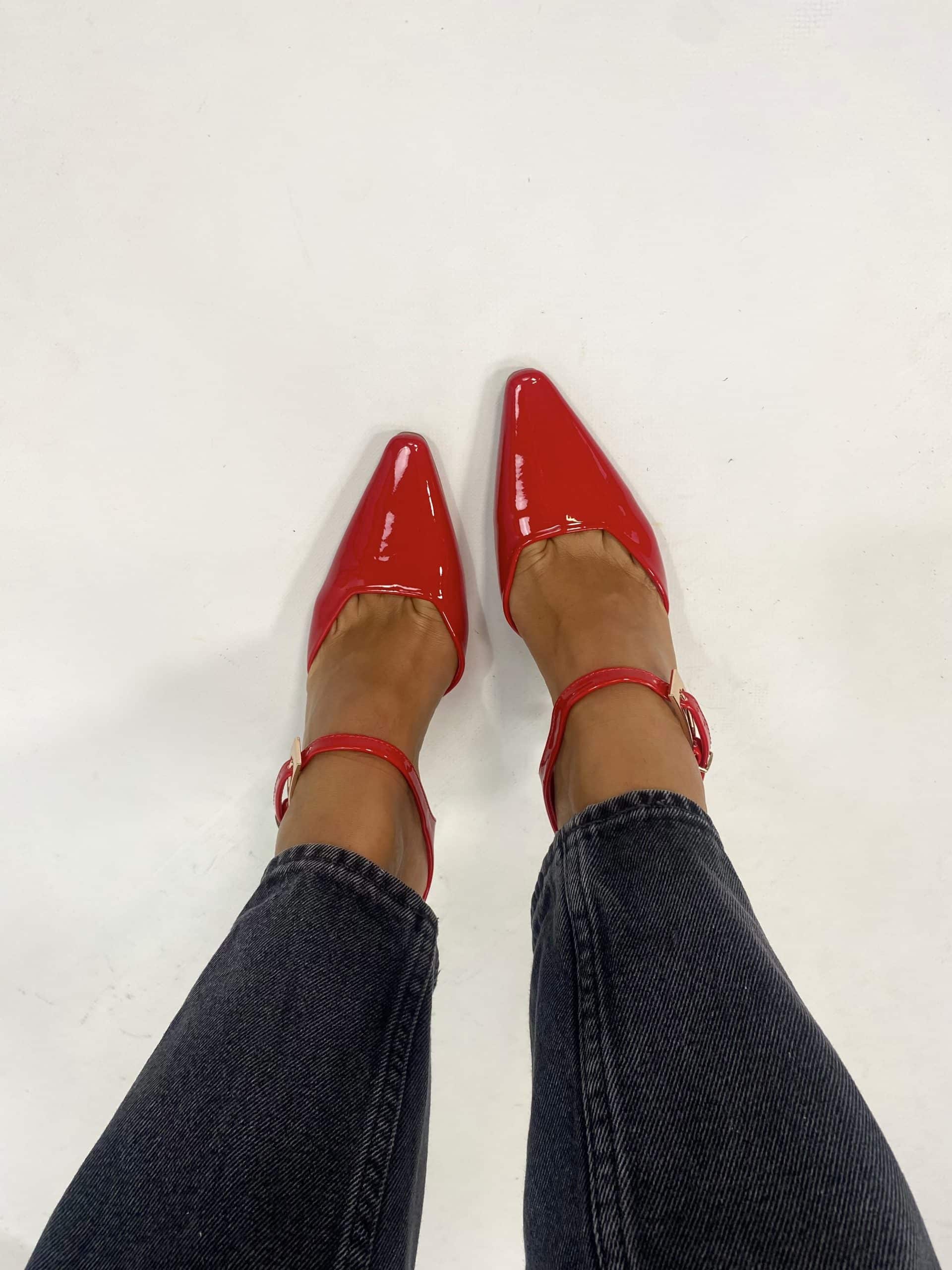 Sabot con Fibbietta e Tacco Medio - Rosso
