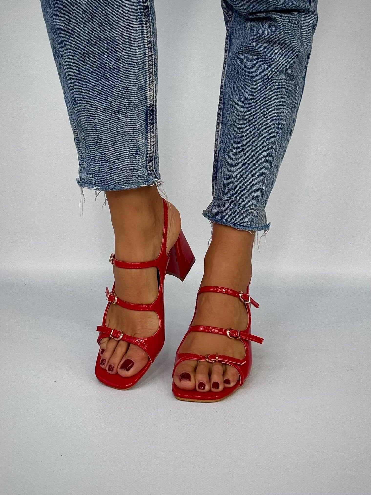 Sandali Bebe Tre Cinturini - Rosso