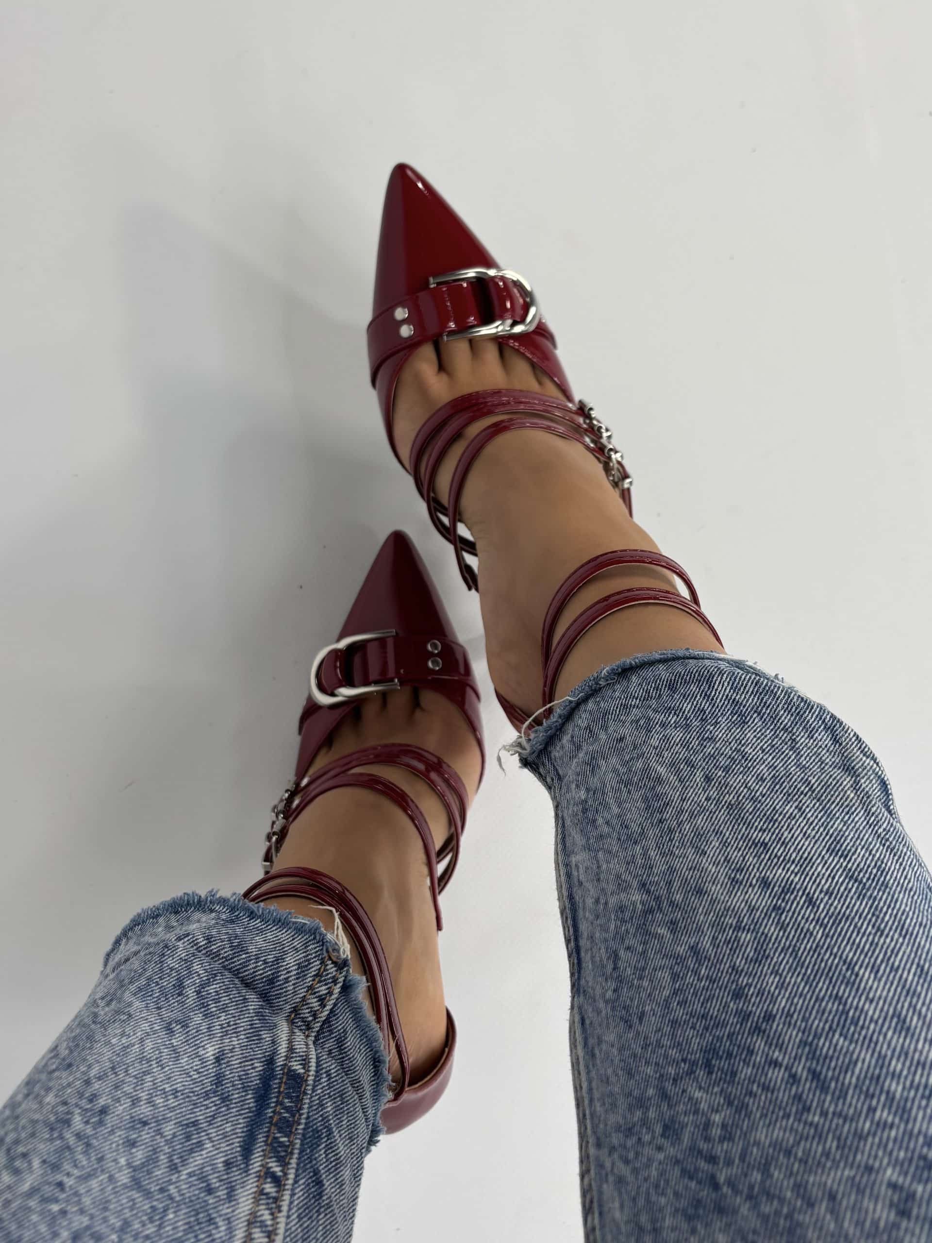 Decollete Cinturini e Fibbie - Bordeaux Vernice