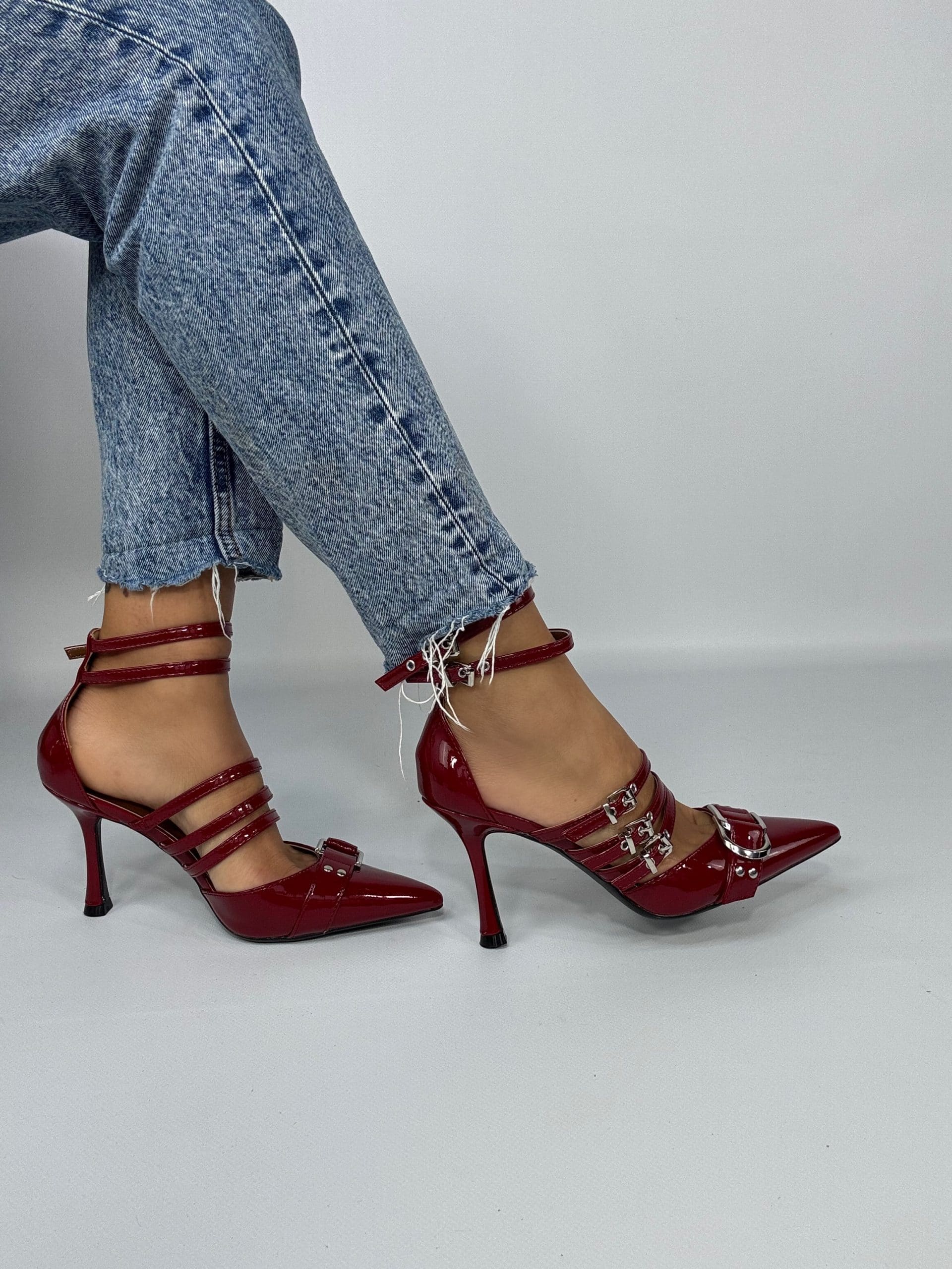 Decollete Cinturini e Fibbie - Bordeaux Vernice