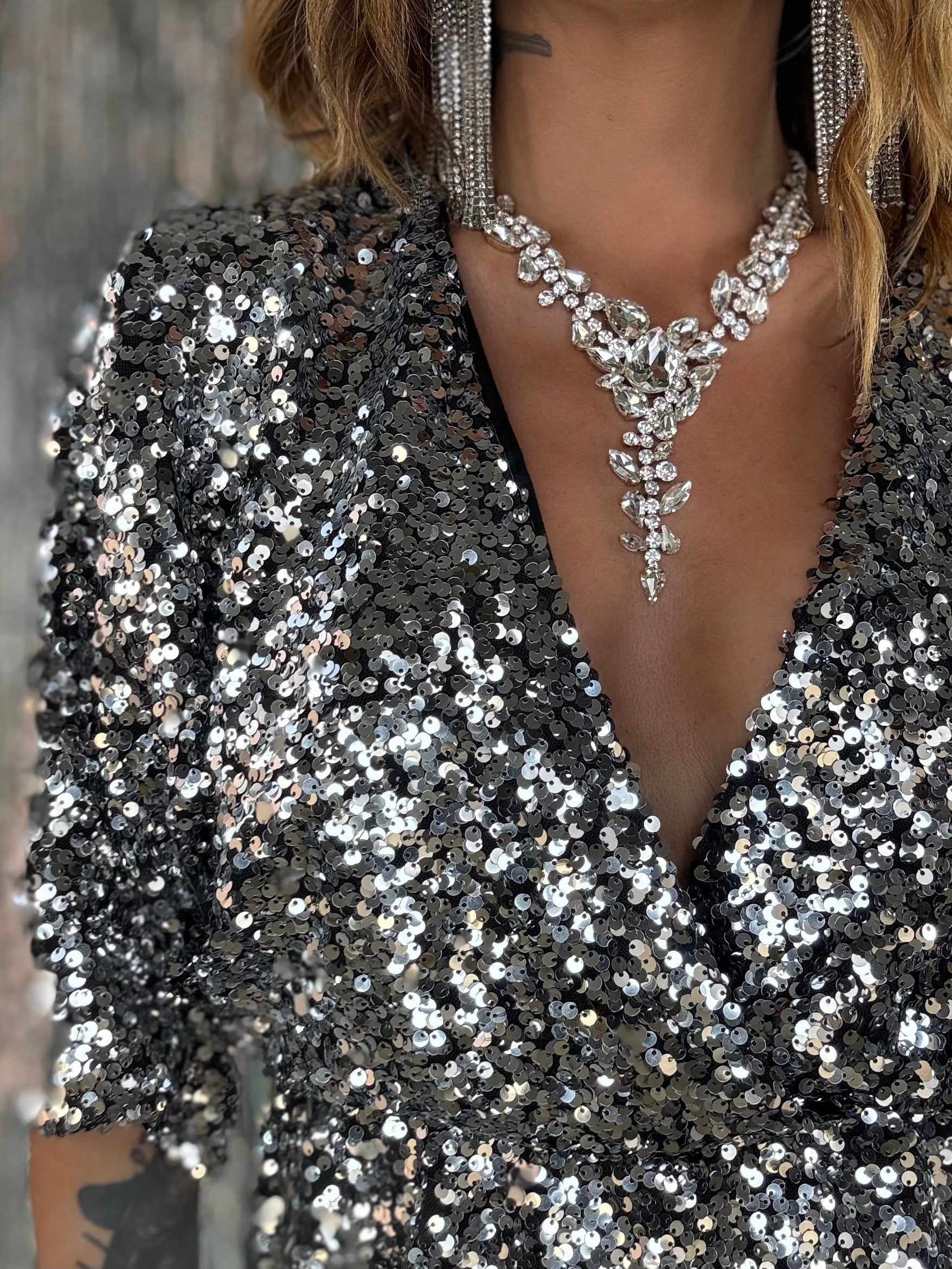 Mini Dress Paillettes - Argento