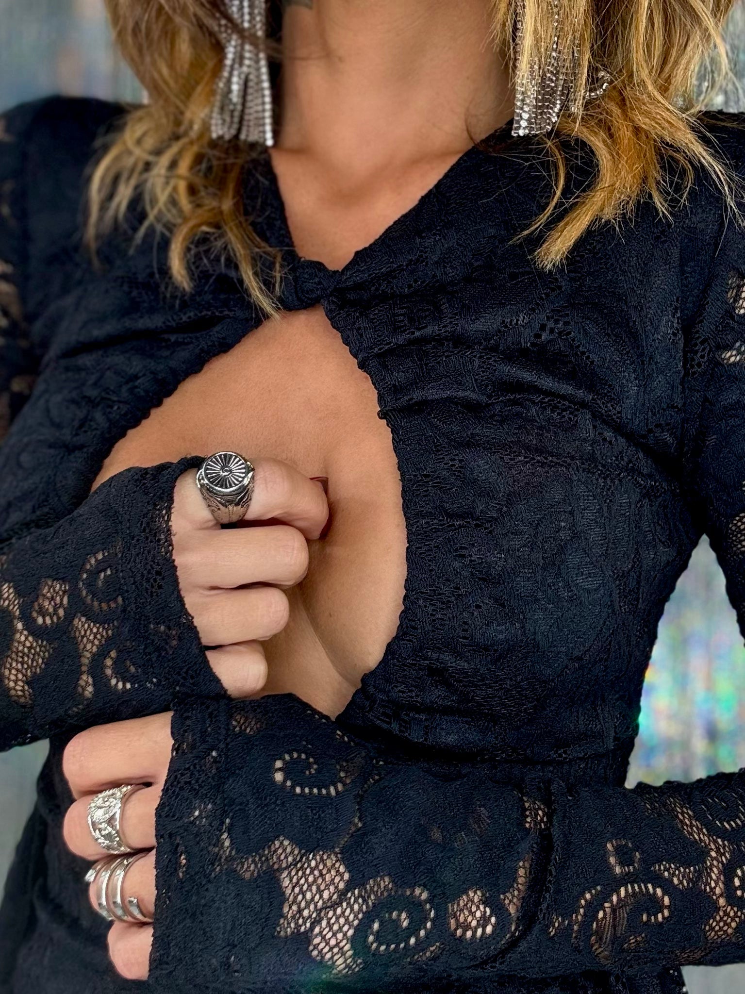 Mini Dress Pizzo - Nero