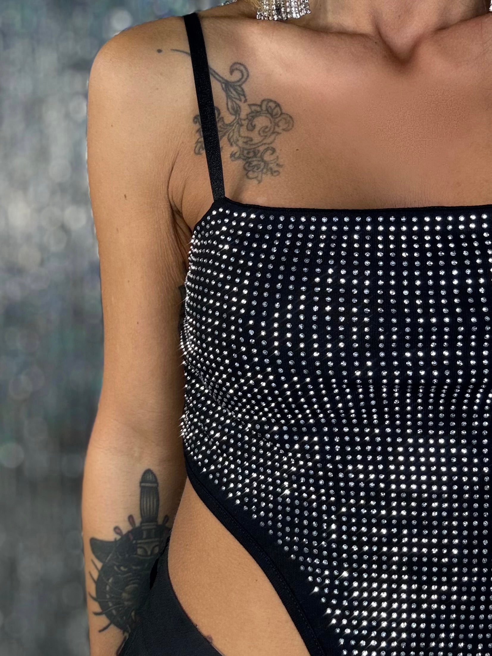 Body Sgambato Strass - Nero