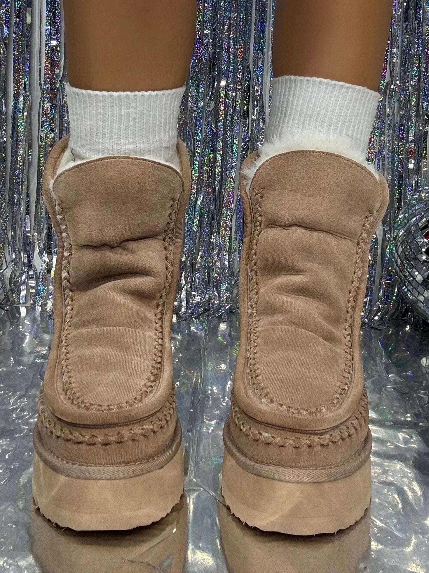 Stivaletti Platform Eco Pelliccia - Nude